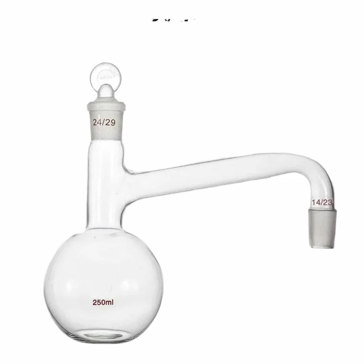 Matraz de destilación de 250 ml, matraz de vidrio, for agua destilada, cristalería de laboratorio(Round bottom 24x24)