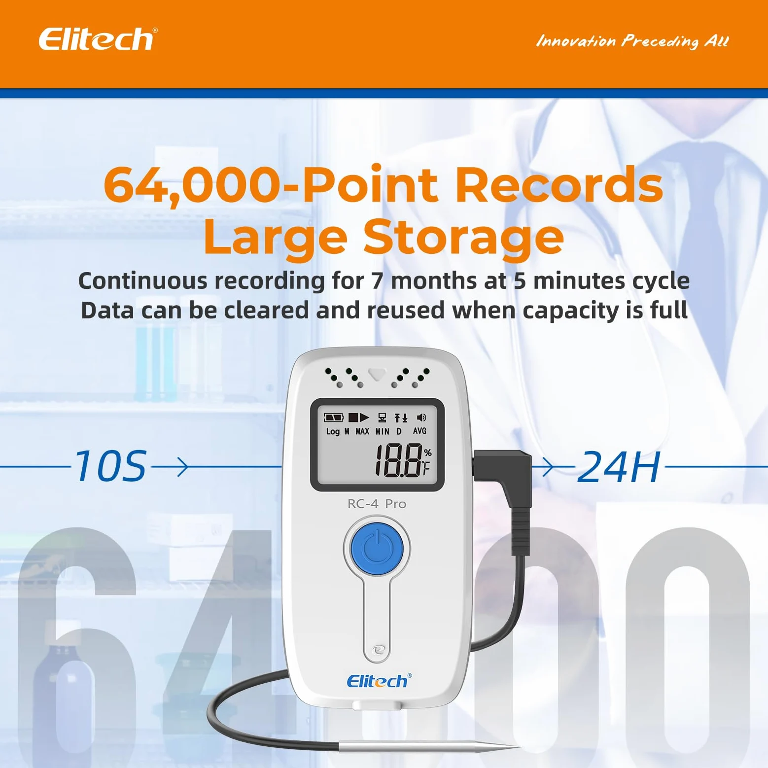 Elitech RC-4 - Grabadora de datos de temperatura con sensor de temperatura externo