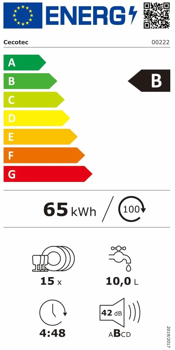 Cecotec Lavavajillas 60 cm Libre Instalación Bolero Aguazero 6700 B, 15 Cubiertos, Motor Inverter Plus, Blanco