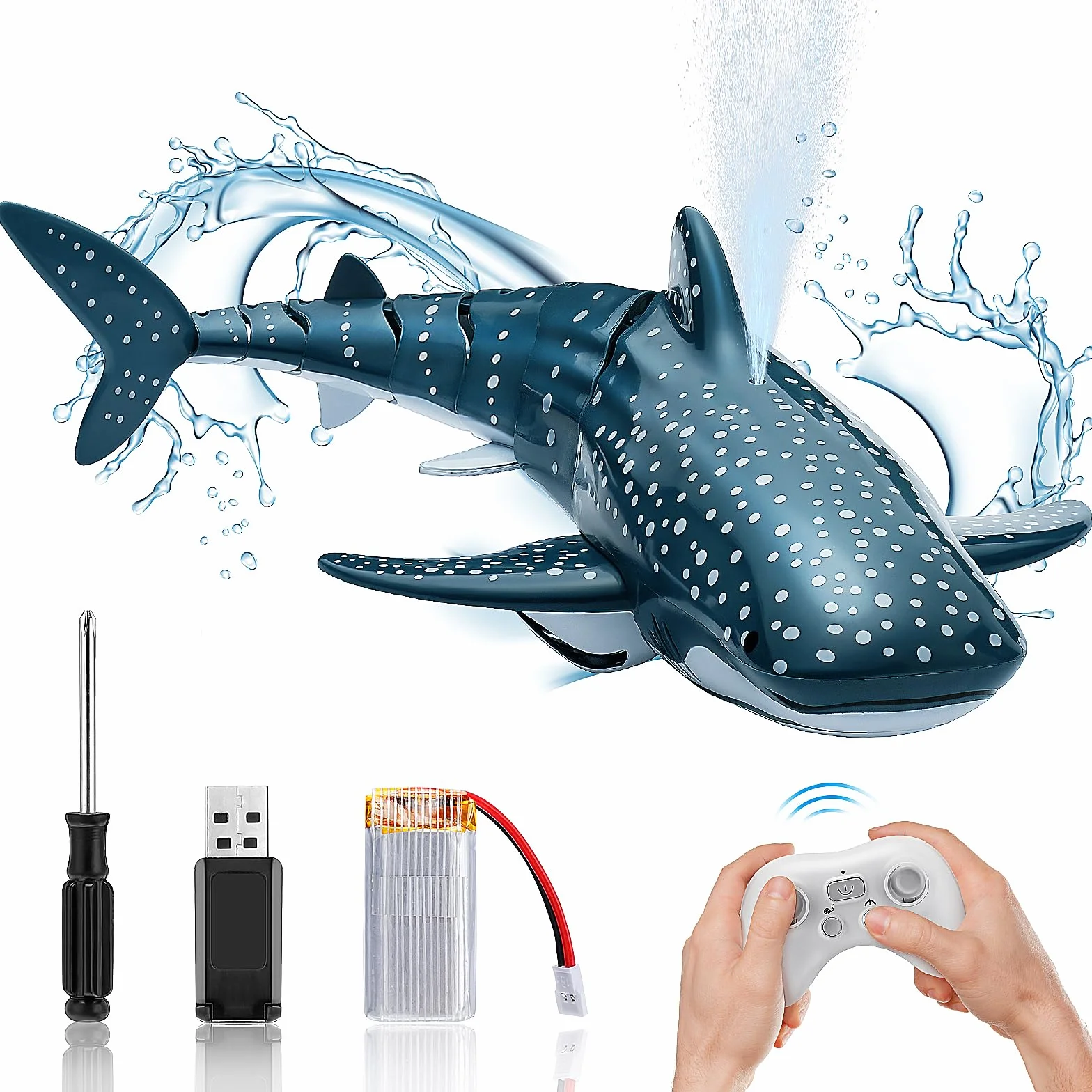 Juguete eléctrico RC Shark Boat 2.4 GHz impermeable 4 canales para piscina niños 6+