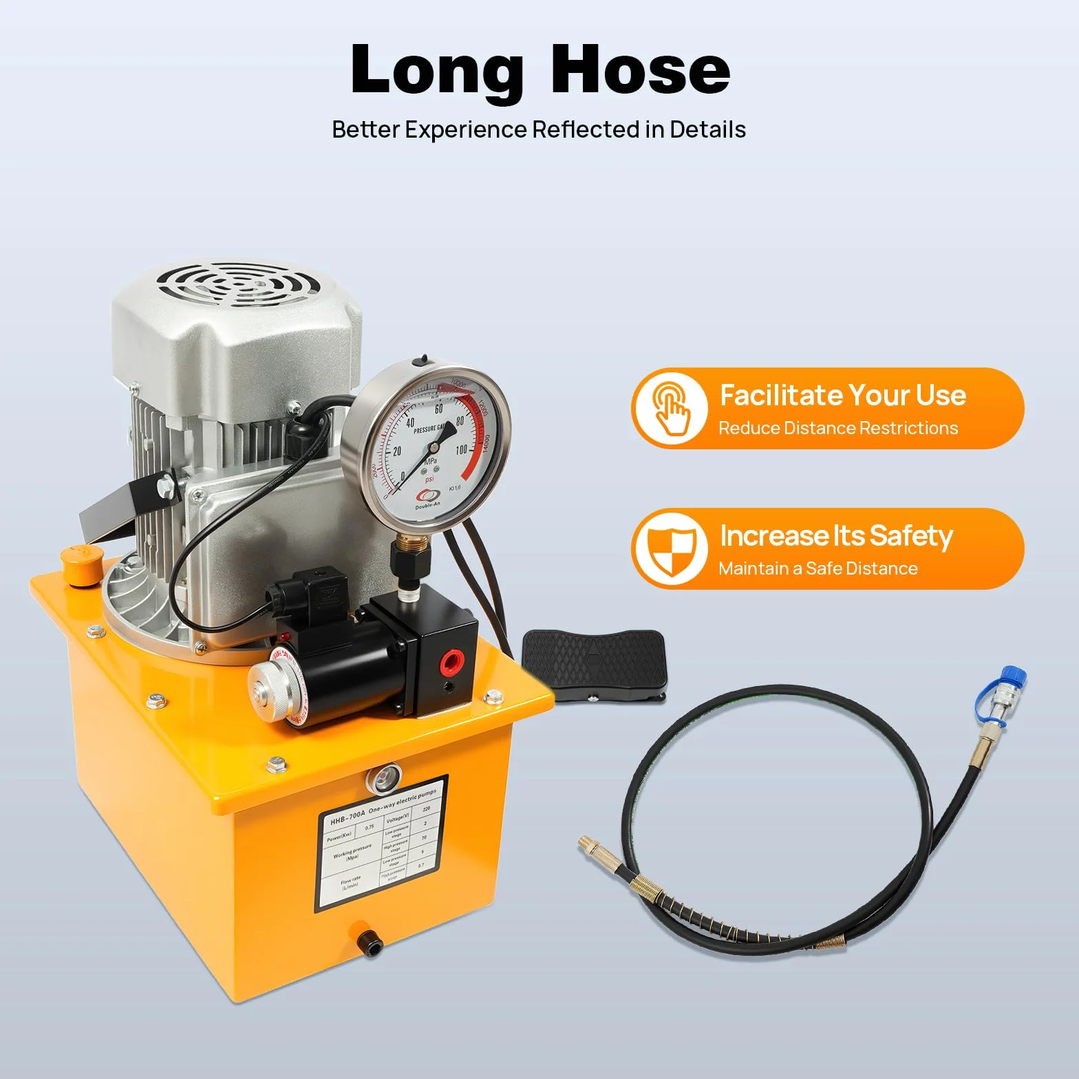 Bomba Hidráulica Eléctrica 700 Bar Agregado Hidráulico 750 W 220V Bomba Electrohidráulica 70Mpa Bomba de Alta Presión con Válvula de Seguridad, Bomba Electrohidráulica Tanque 7L