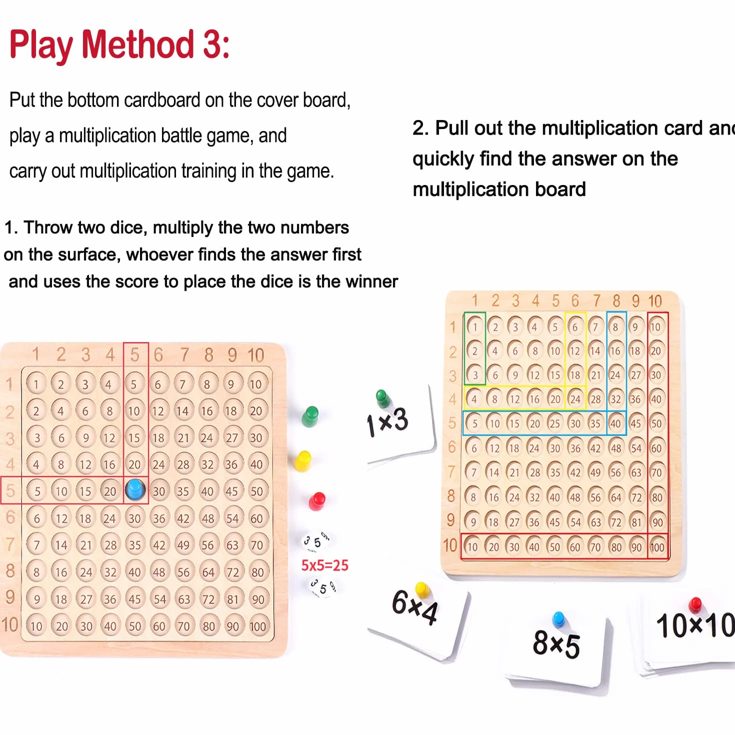 Tablas de Multiplicar de Madera para Niños, Juego Educativo Matemático Montessori, Tablero de Multiplicación