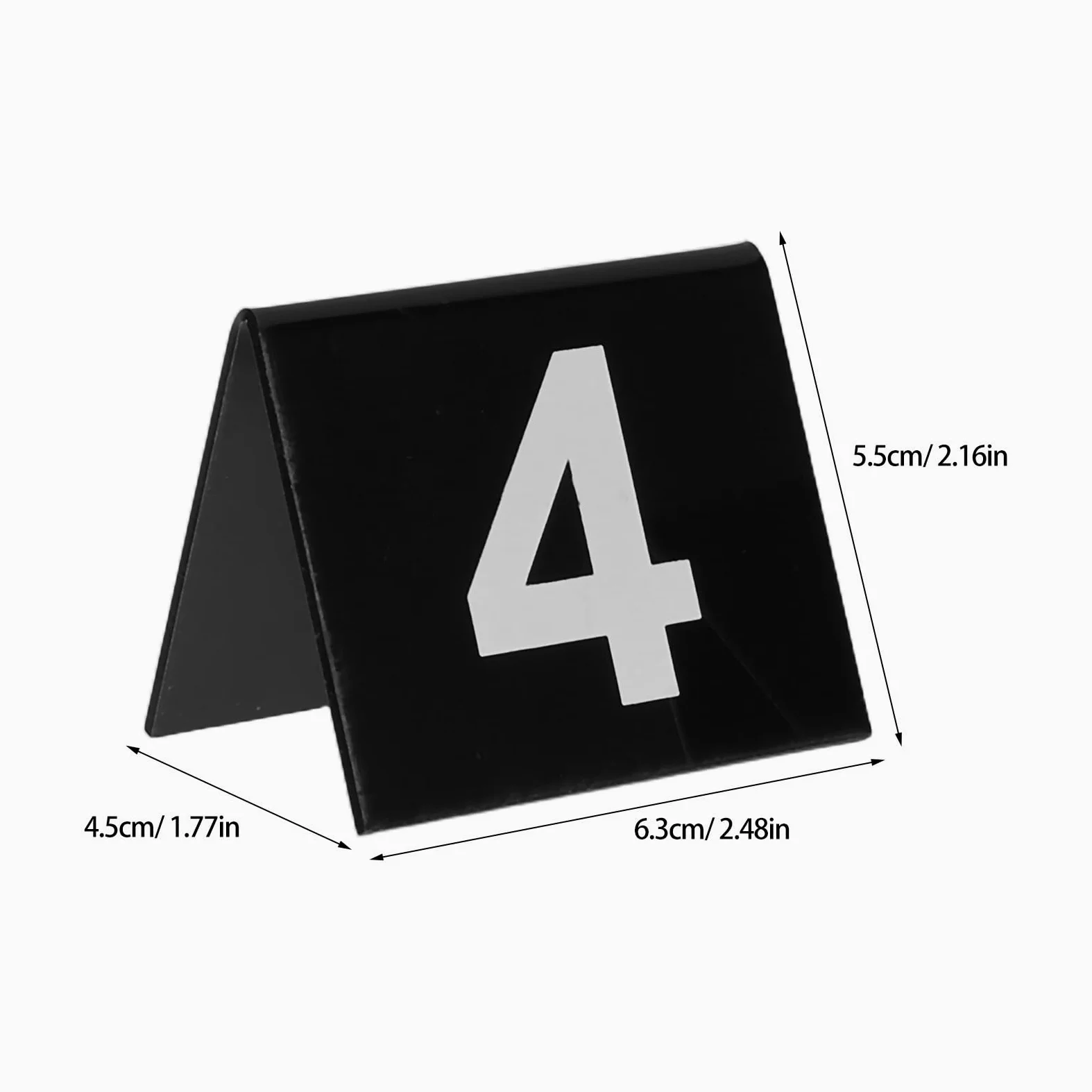 POPETPOP Números de Mesa Acrílicos 1-50, Carteles Triangulares V | Doble Cara Visible, Base Estable, 50 Piezas, Diseño Compacto para Áreas de Comedor Reducidas