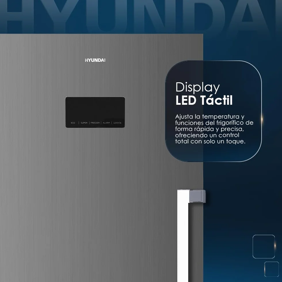 Hyundai Congelador Vertical Inox 274L HCV18560NDDI00 Puerta Reversible Eficiencia Energética Clase D