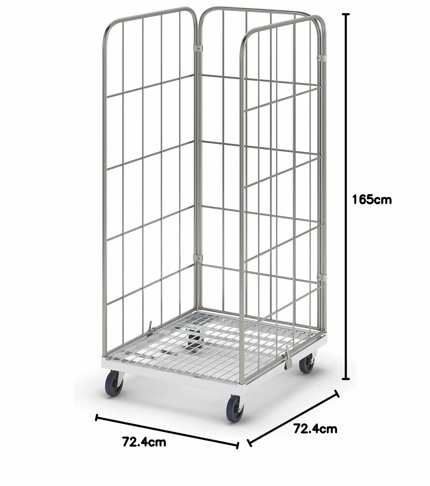 Contenedor rodante MODULAR, placa rodante de acero, rejilla por 3 lados.