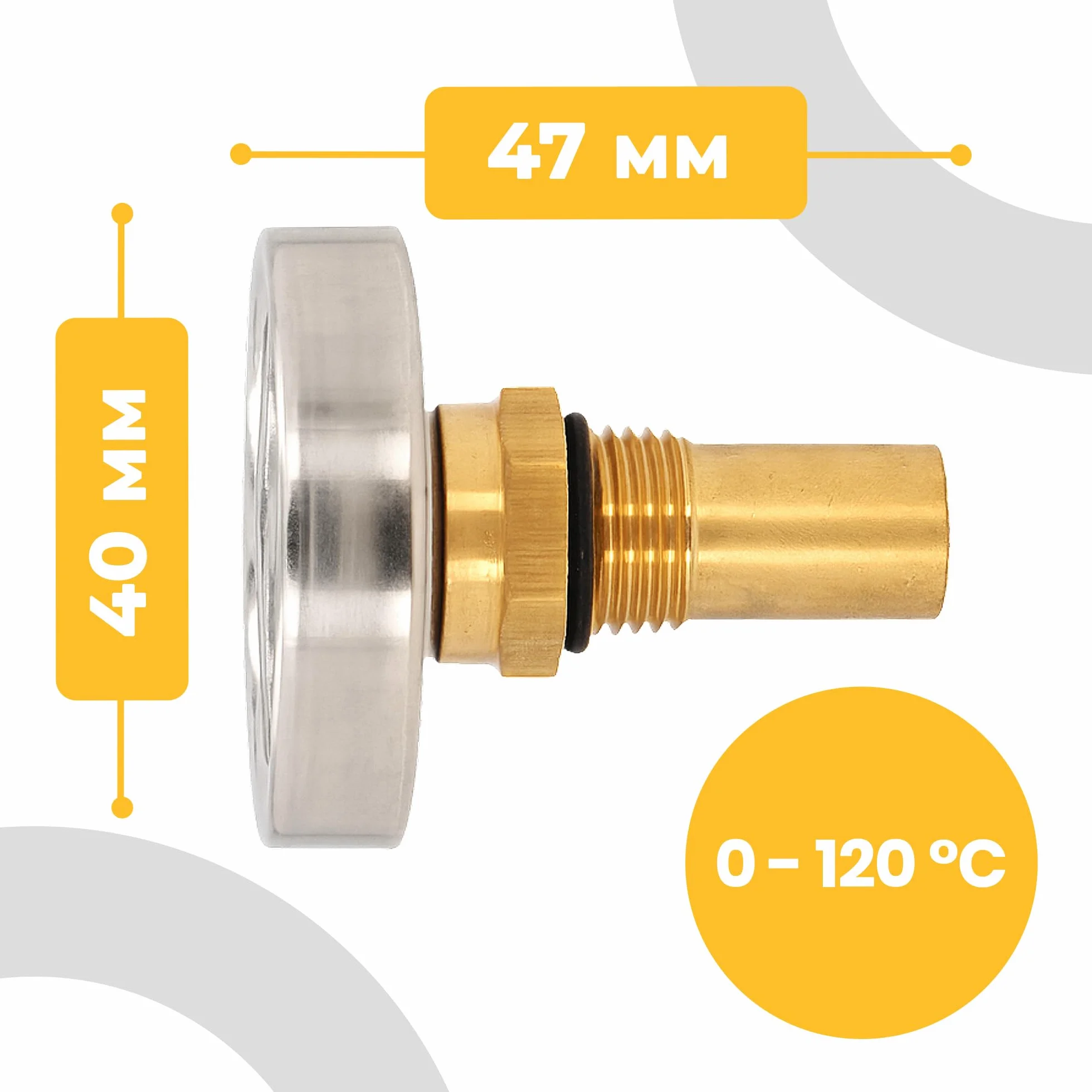 Termómetro Bimetálico de Contacto 1/4'' 40 mm 0-120°C Axial para Calderas