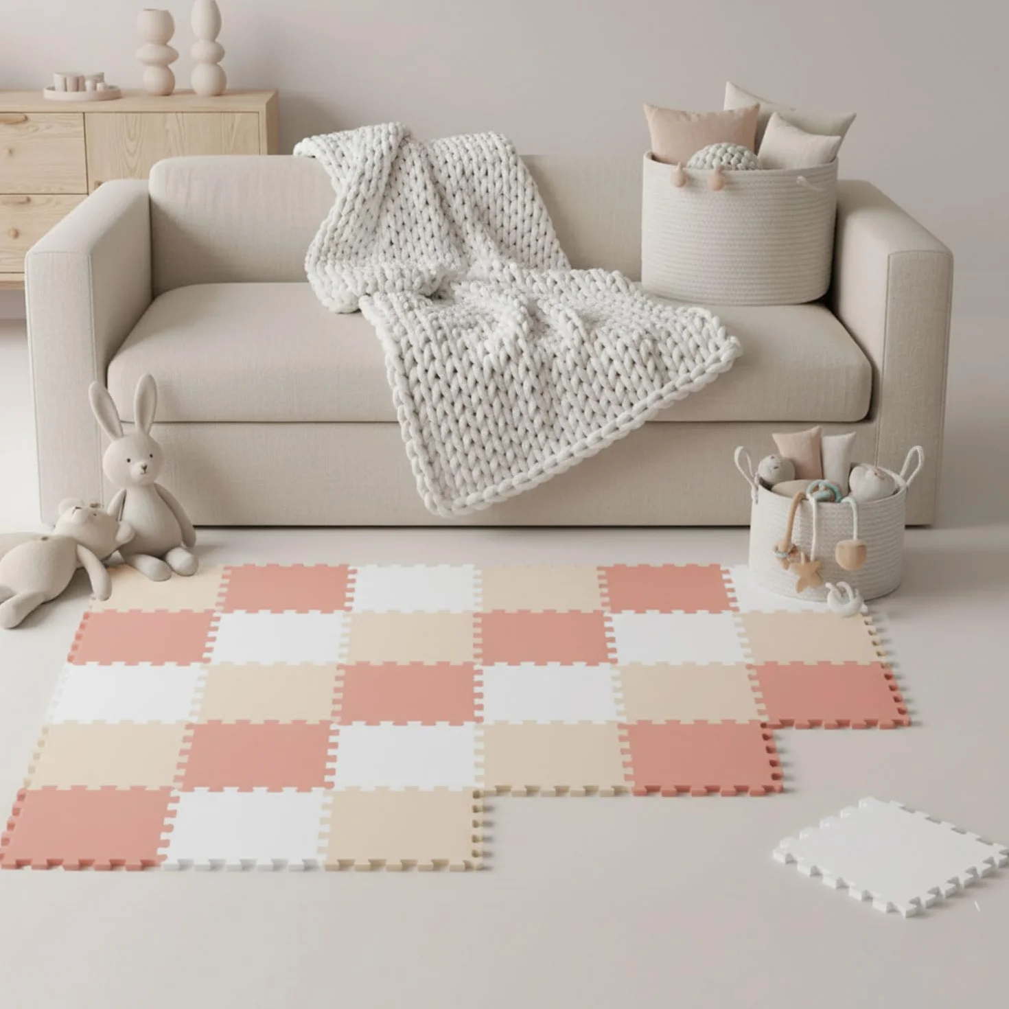 LittleTom 27 Piezas Alfombra Bebé 30x30 cm Colchoneta Espuma EVA Acolchada Puzzle Antideslizante