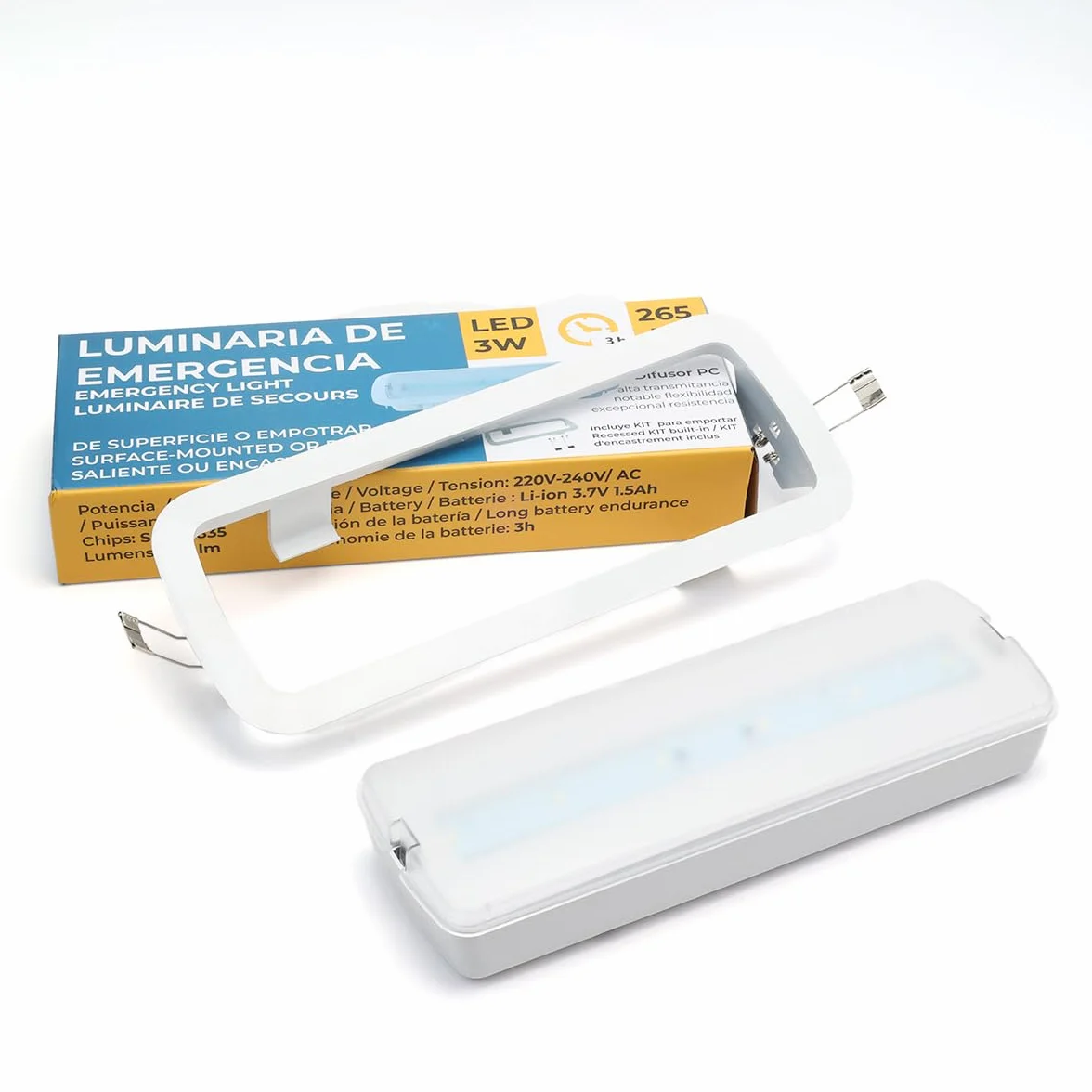 Alpinaluz Luz de Emergencia LED 3W con Batería de Litio, 265lm, 3 Horas