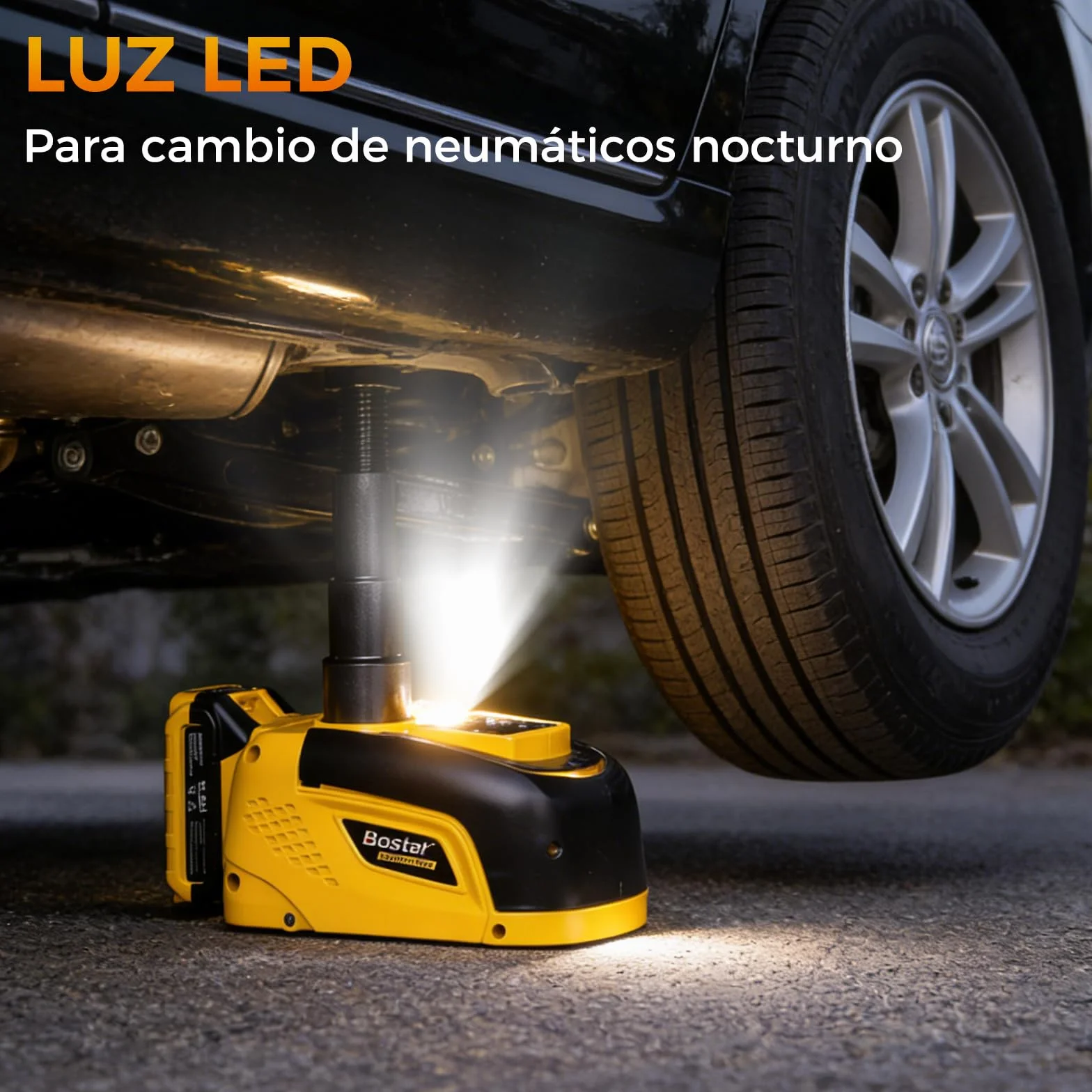 Bostar Gato Hidráulico Eléctrico 5T Compatible Makita-18V Batería, Kit Elevador Coche Inalámbrico con Mando a Distancia, Altura 15-45cm, Herramienta Cambio Rueda para SUV, Todoterreno y Furgoneta