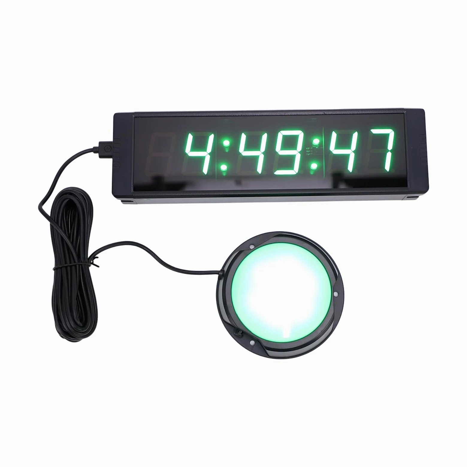 Fafeicy Temporizador de Torneo LED Reloj de Cuenta Regresiva Digital de Aleación de Aluminio Pantalla Verde de 6 Dígitos Control Remoto Recargable de 4000 MAh para Gimnasio Reuniones de
