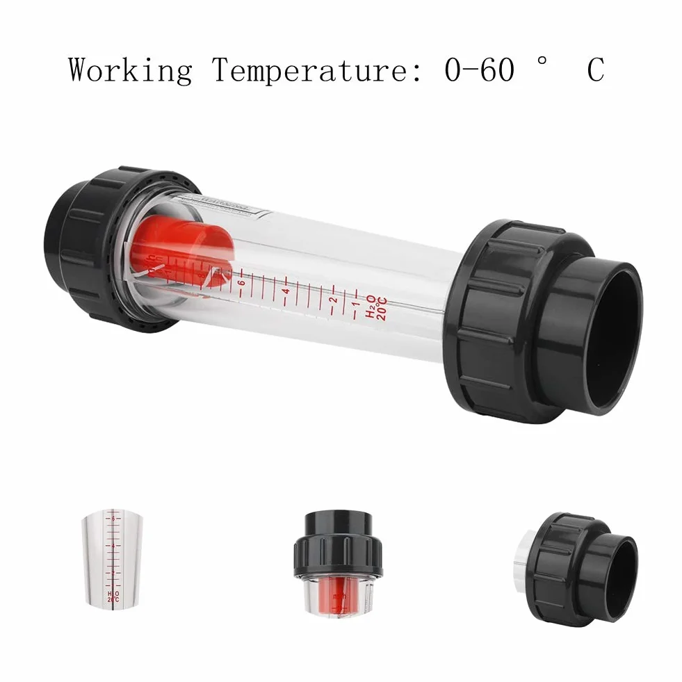 Medidor de Flujo de Agua LZS-50 1-10m³/H Rotómetro Tubo de Plástico