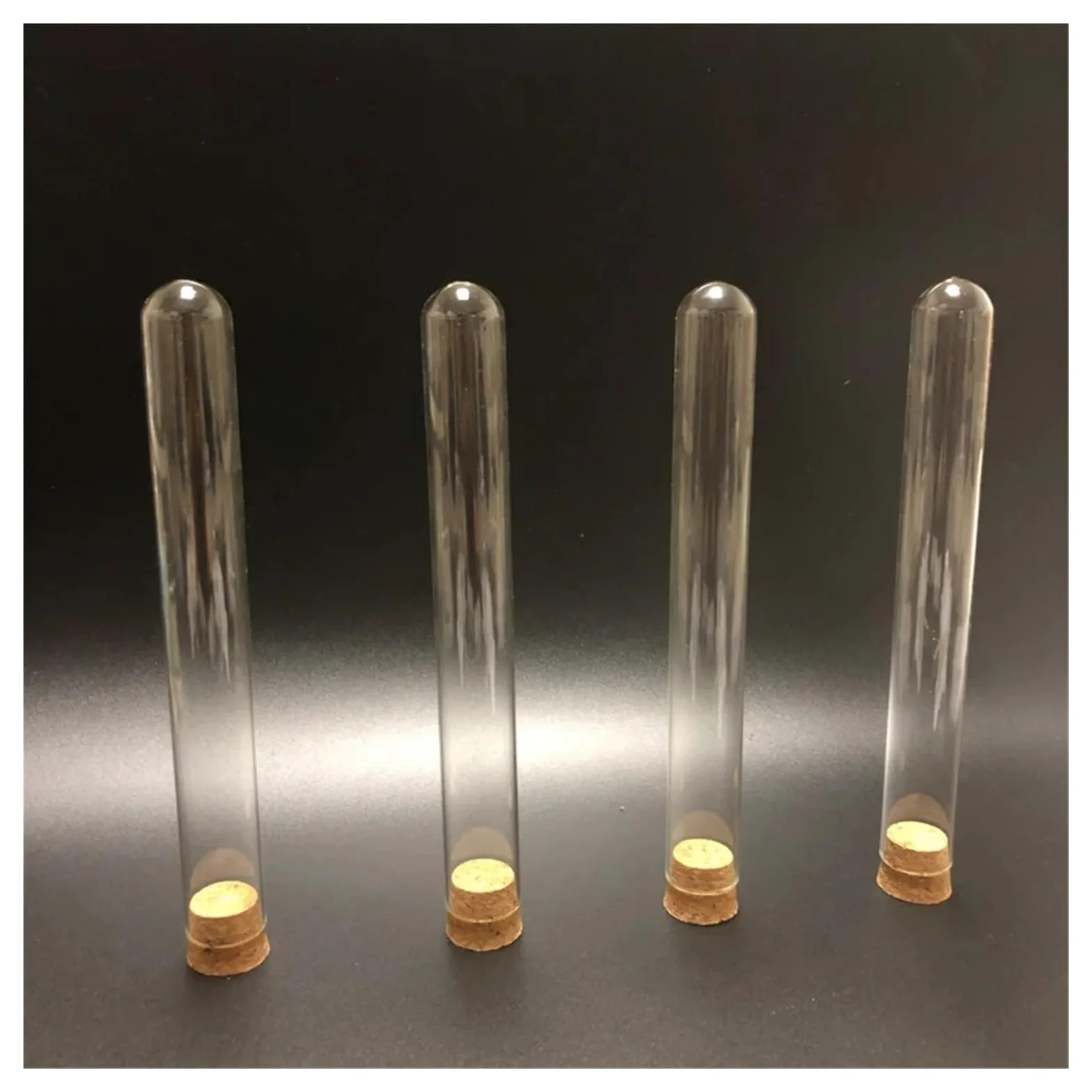100 unids/pack 12x75mm tubo de ensayo de vidrio de fondo redondo de laboratorio con tapón de corcho cristalería de laboratorio