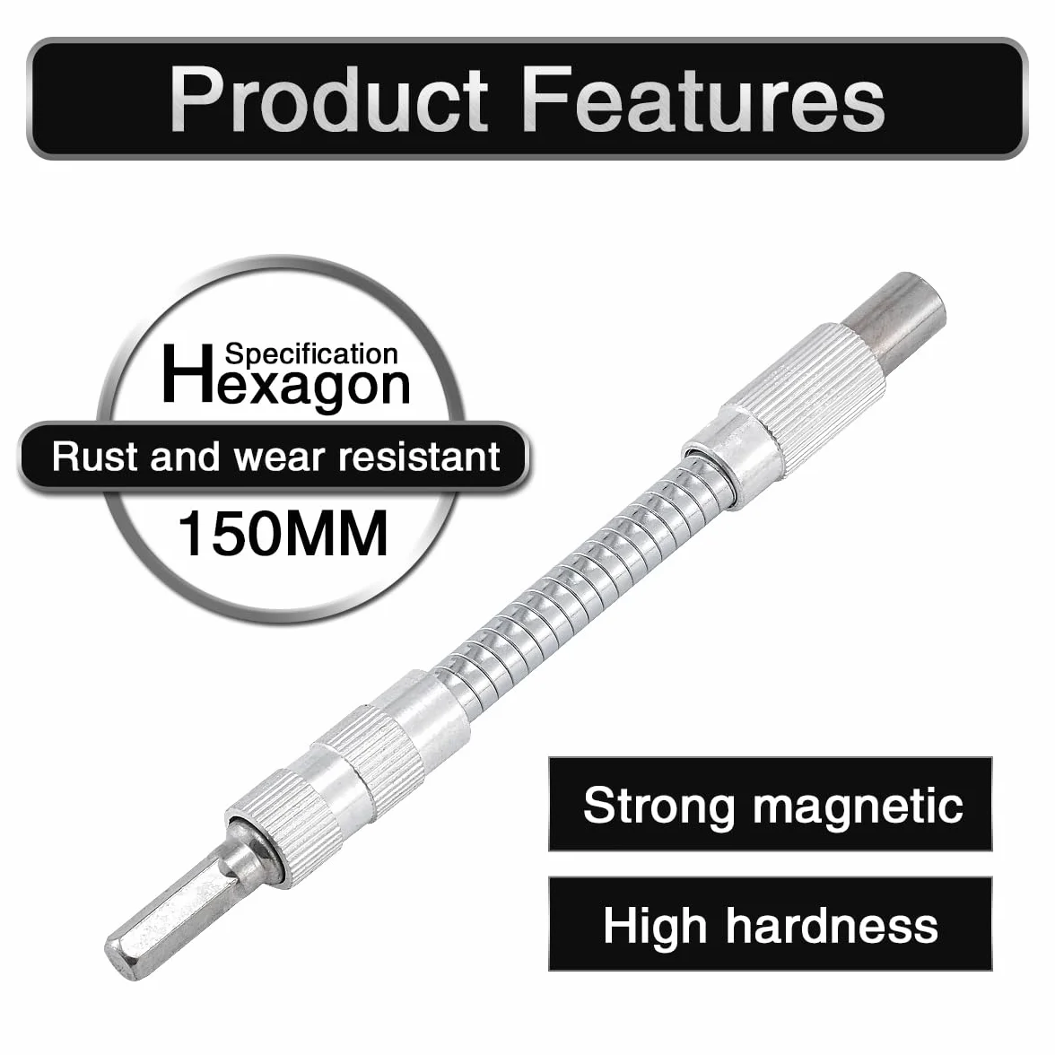 Barras de Extensión Flexibles 150mm 6.35mm Mango Hexagonal Aleación de Acero Destornillador Magnético Multiusos