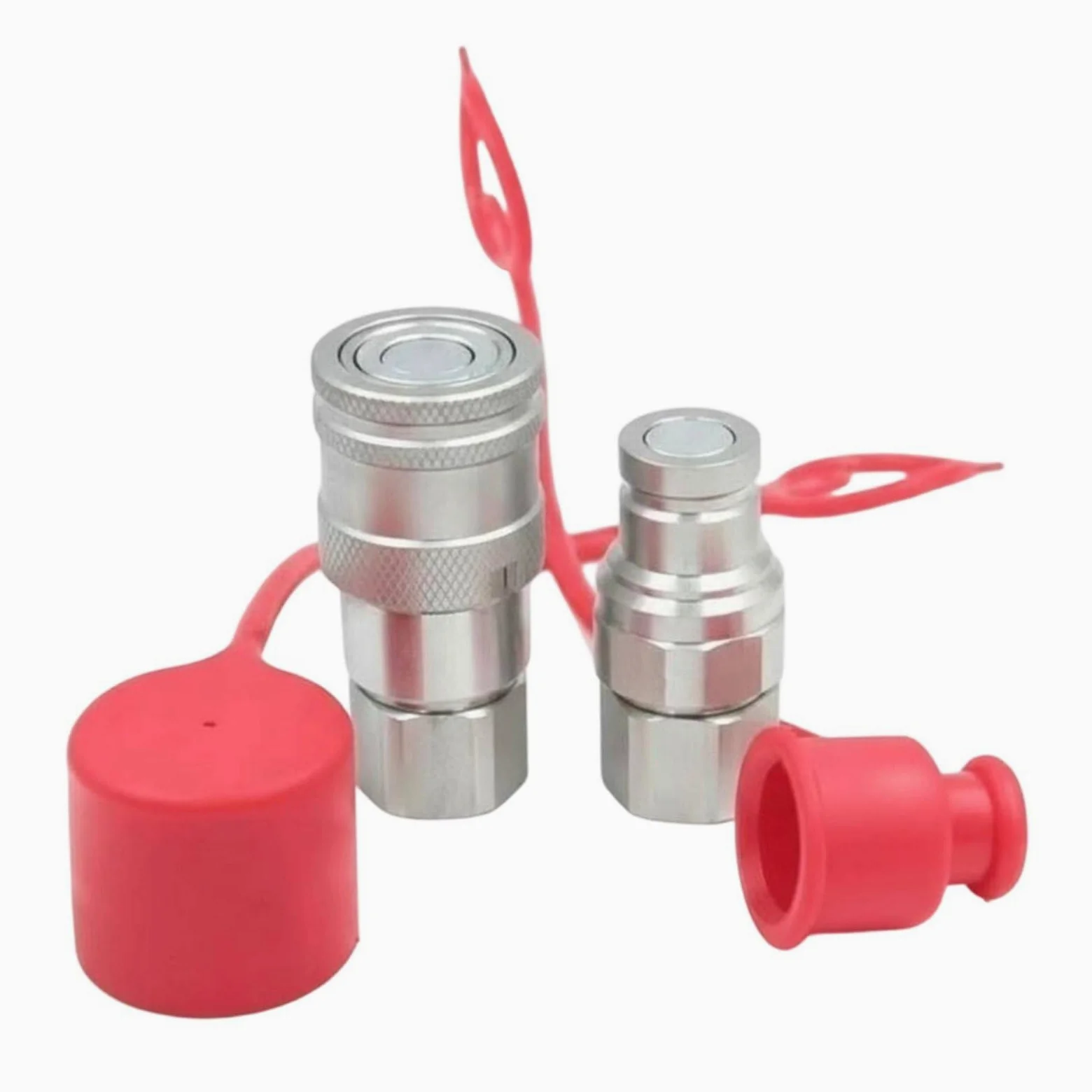 Harilla Martillo Hidráulico Juego de Acoplador Rápido Conexión Cara Plana Conector de Set Completo con Piezas Macho y Hembra y Tapas Antipolvo Adecuado para, Martillo 70