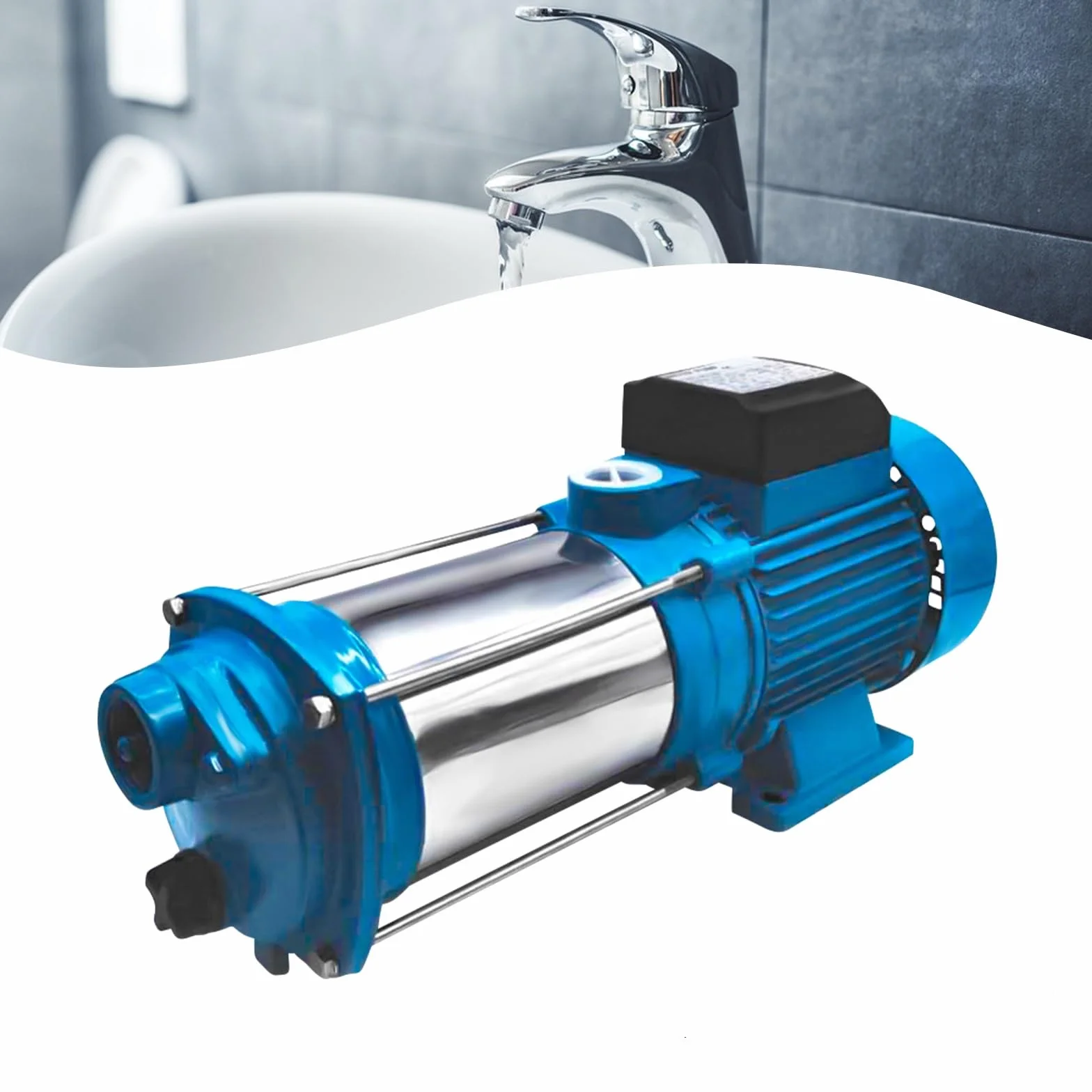 Potente Bomba Centrífuga 2500 W Para Riego de Jardín Con Interruptor de Presión - 4000 L/H, 110 m, Acero Inoxidable