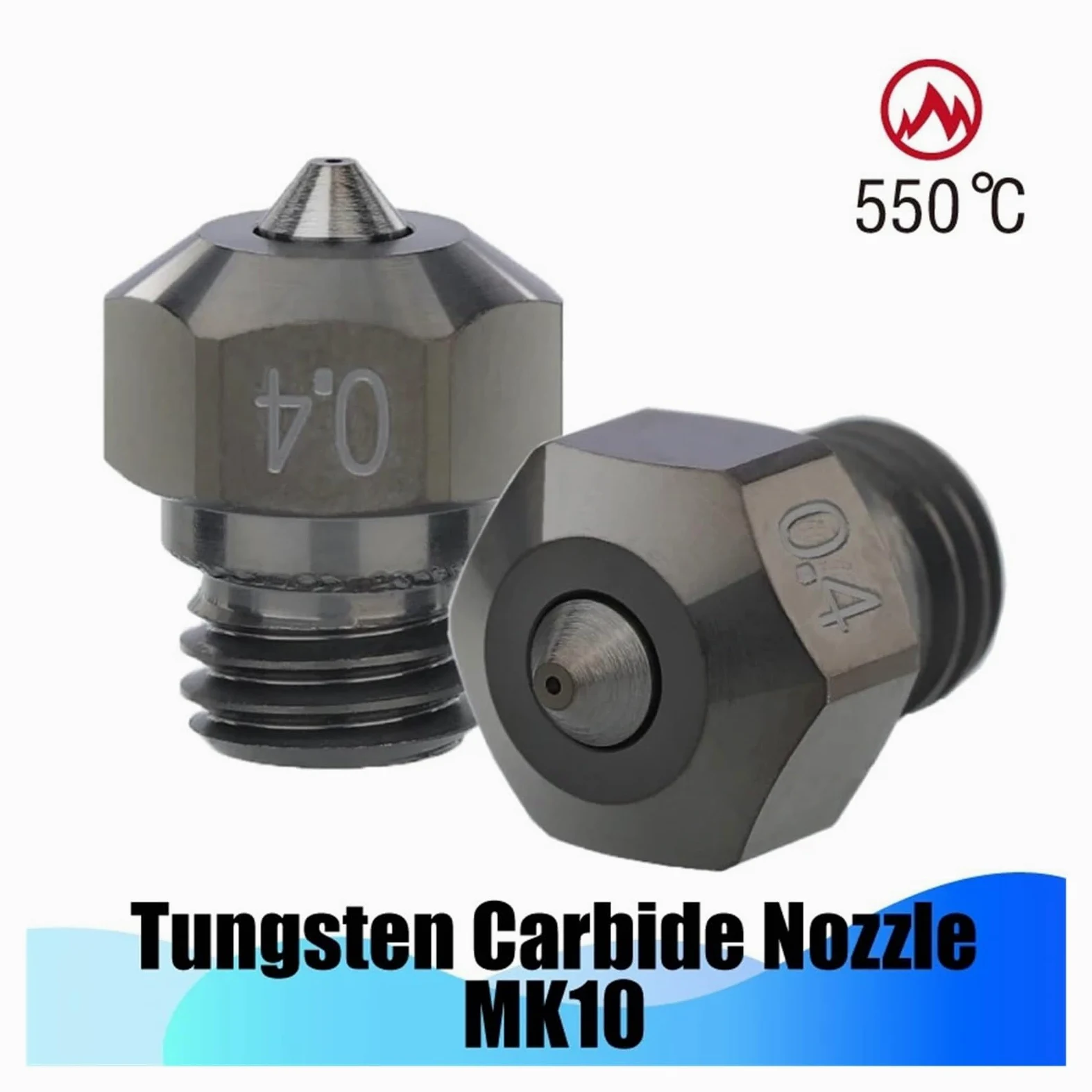 Boquilla MK10 Carburo Tungsteno Compatible con Flashforge Creator Pro X | Material resistente al desgaste, uso a altas temperaturas, extrusión precisa, accesorio hotend(0.4mm)