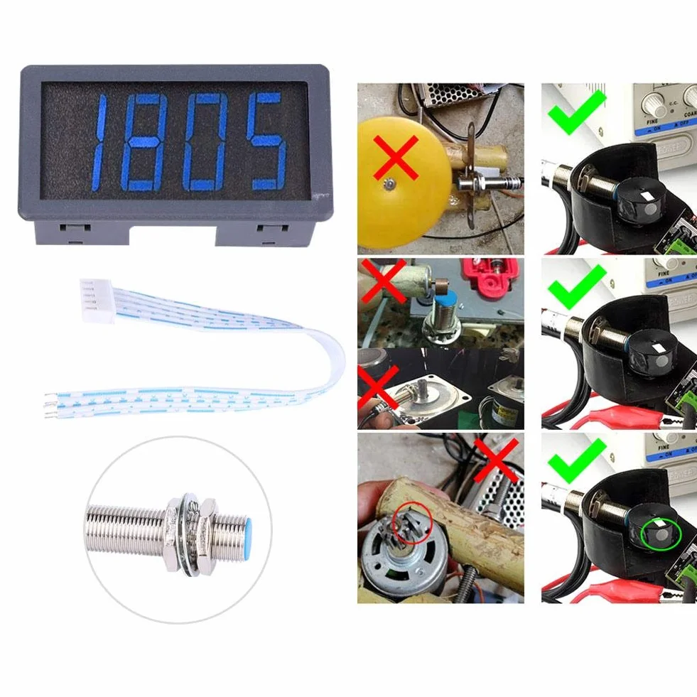 Tacómetro Led Azul Sensor de Proximidad Hall NPN 12x12x4 mm