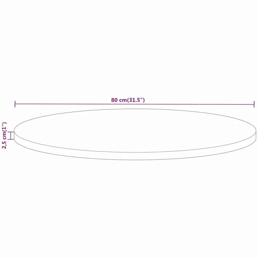 vidaXL Tablero de Mesa Redondo Madera Maciza de Mango Ø 80x2,5 cm, 370066