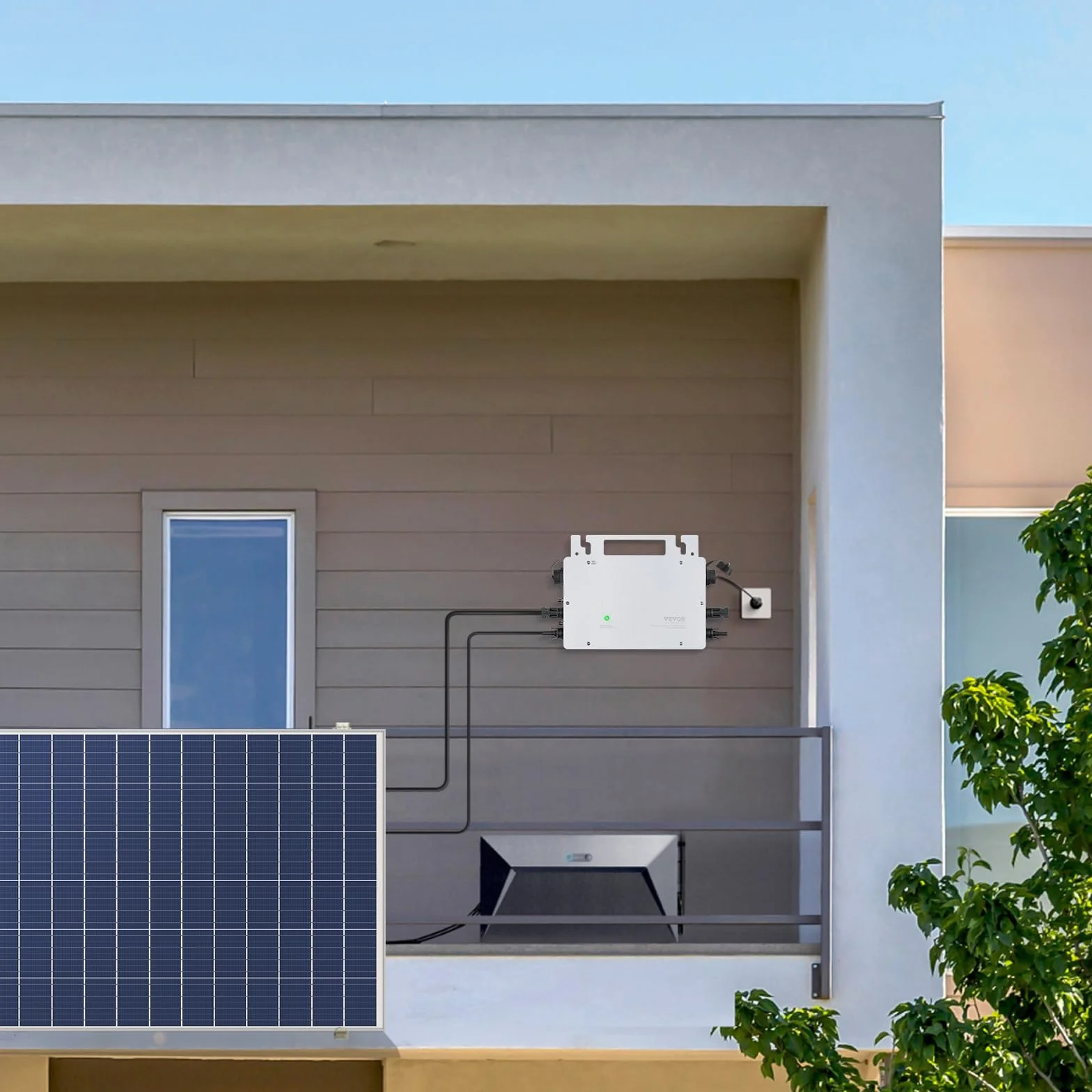 VEVOR Microinversor Solar para conexión a Red, 800 W Impermeable, IP65, aleación de Aluminio, Voltaje CC 18-50 V con Antena WiFi App, Cable de alimentación para Sistemas de Paneles solares