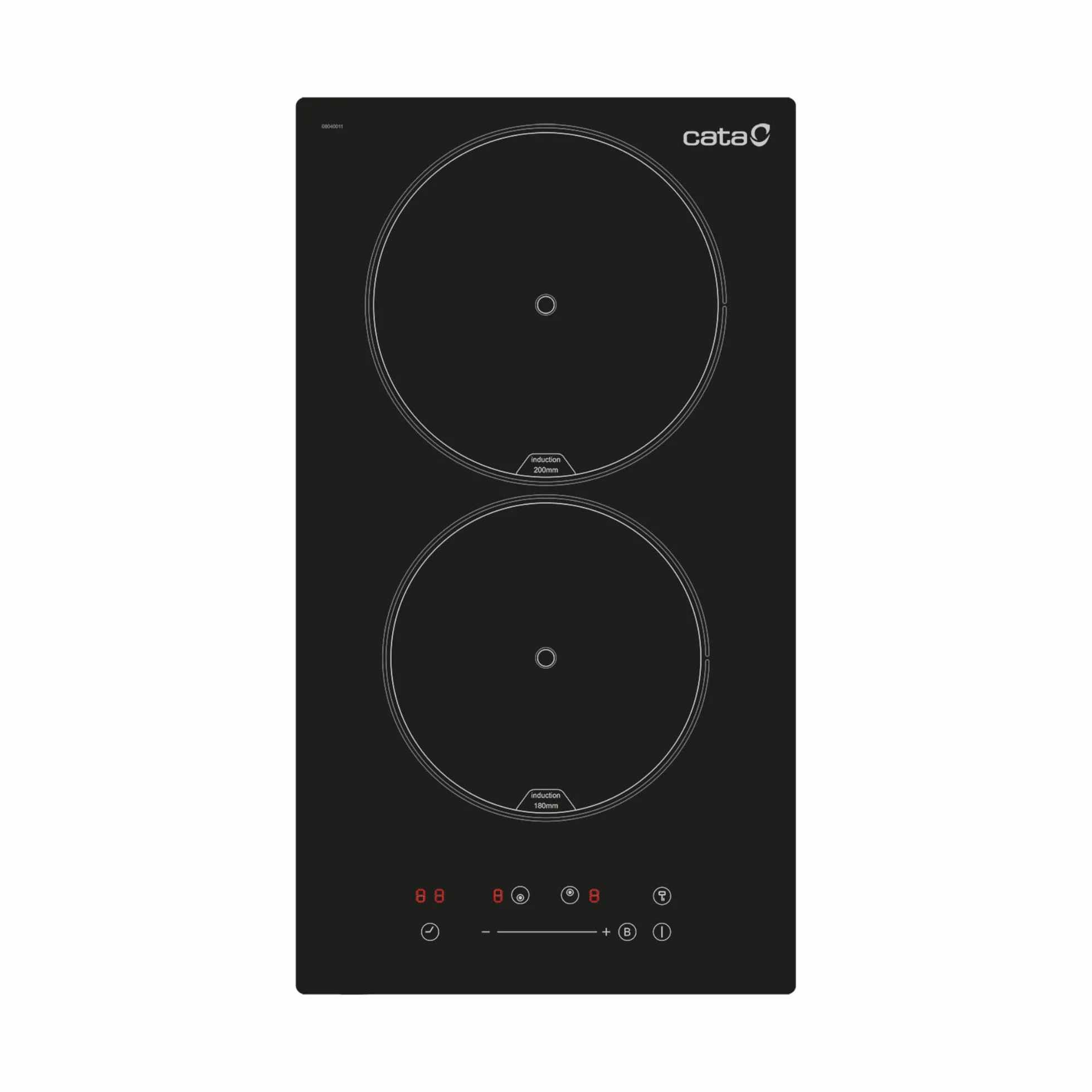 CATA Placa de Inducción ISB 3102 BK 2 Zonas Control Táctil Deslizante 9 Niveles Potencia Booster Temporizador 29 cm Negro