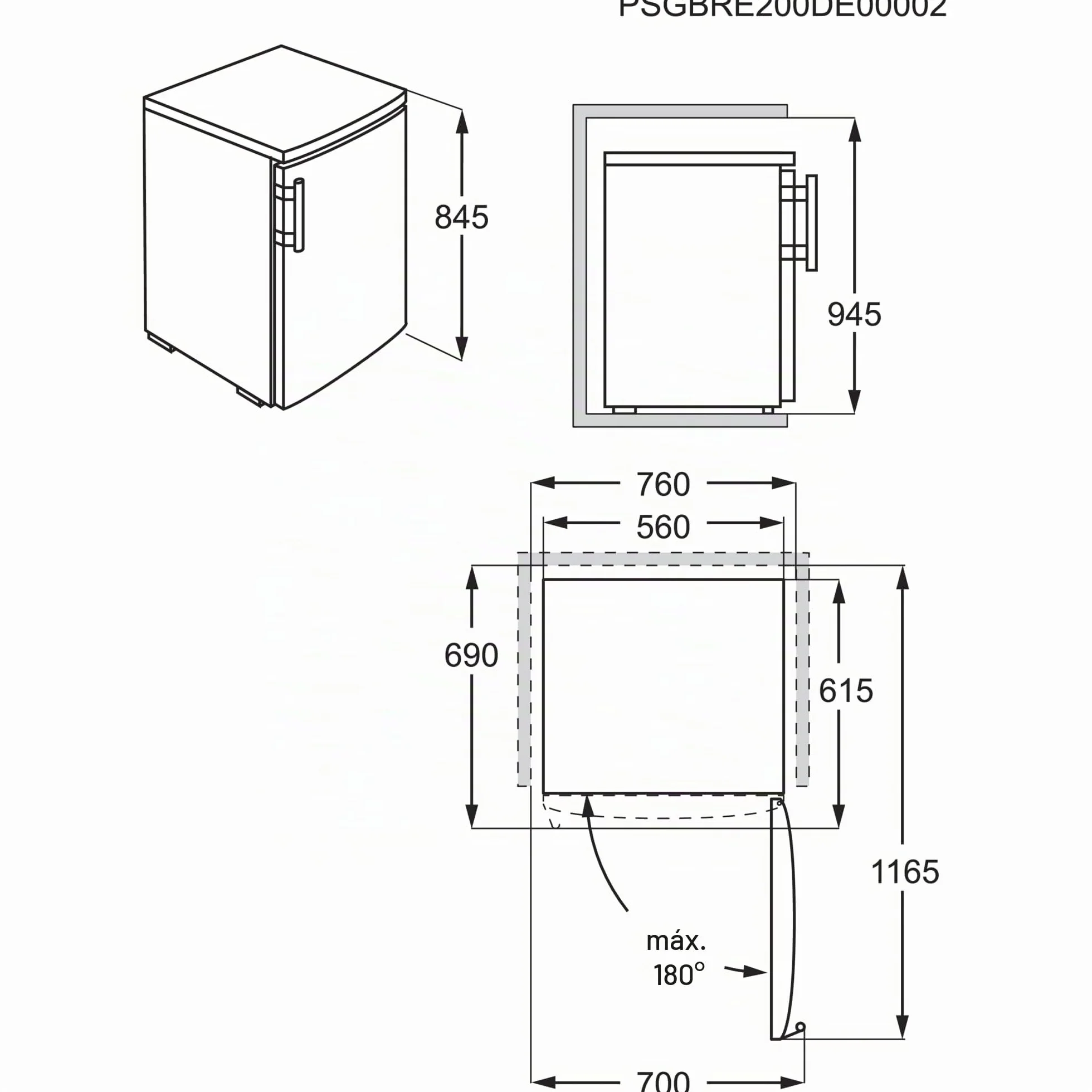 AEG Congelador Vertical 85 L Libre Instalación Clase E 845x560x575 mm Blanco