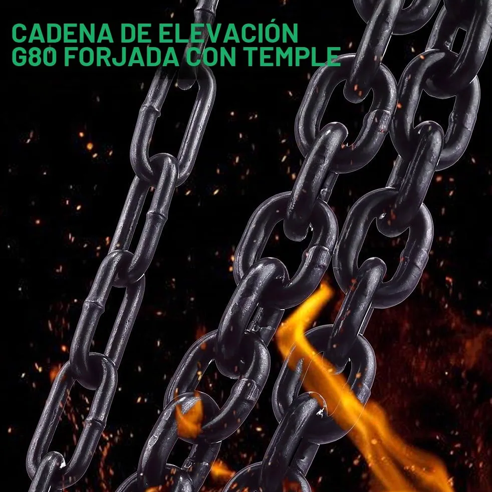 Polipasto de Cadena Manual con Gancho Resistente STANEW, Altura de Elevación 6,0 m, Verde,Doble Cadena de Carga,G80, Gancho de Elevación con Seguridad (2 toneladas 6,0 m)