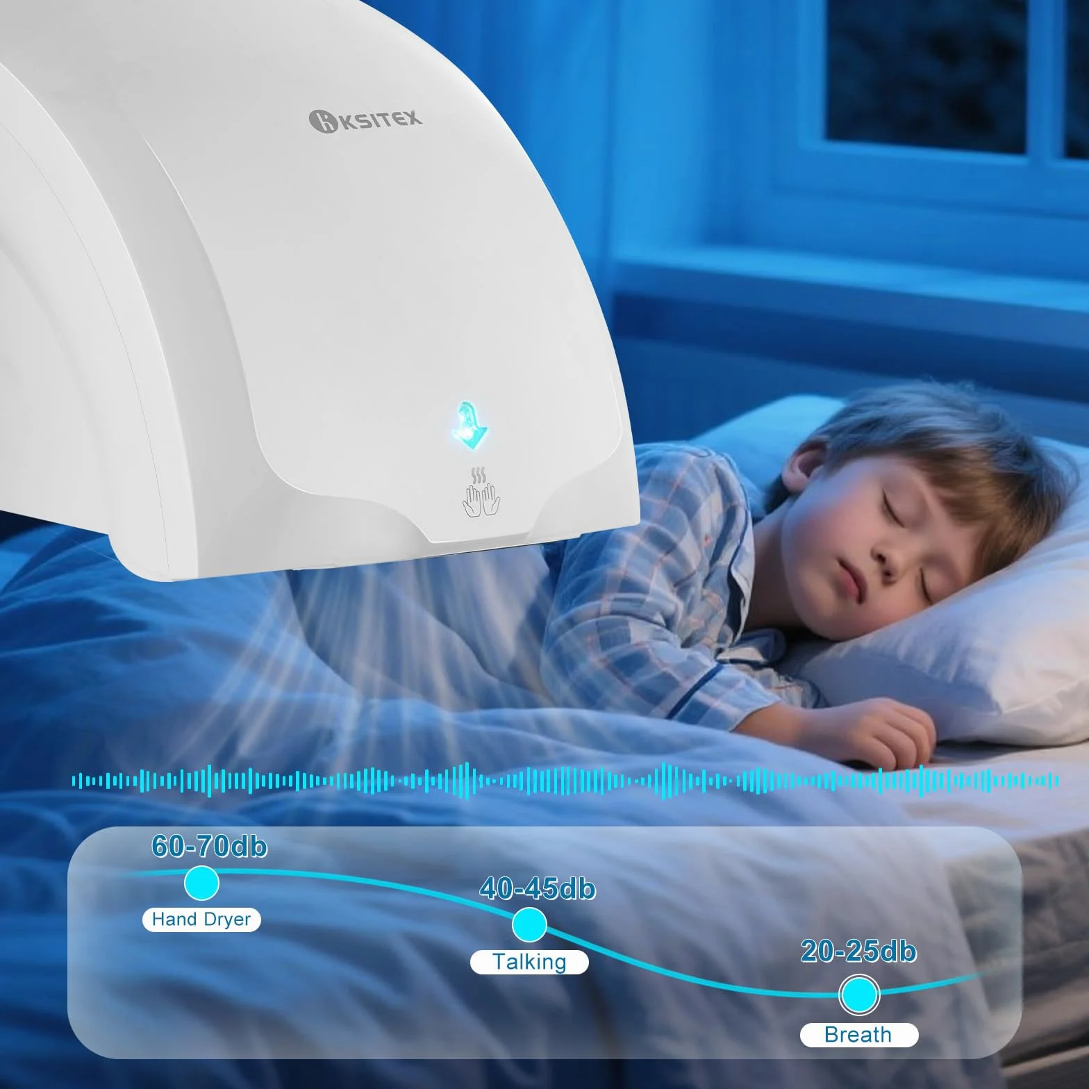 Secador de Manos Automático 1400W Blanco Montaje en Pared Comercial