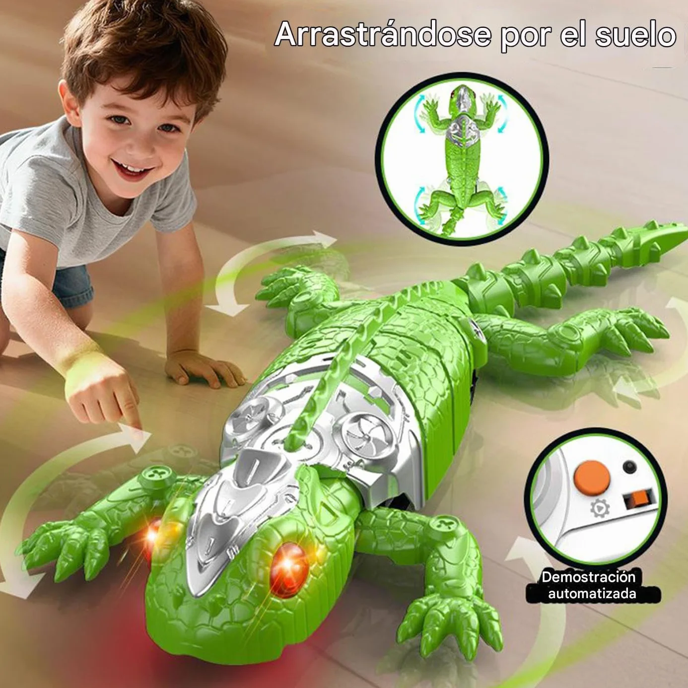 Robot Gecko Control Remoto Eléctrico RC para Reptar Suelo Techo Niños
