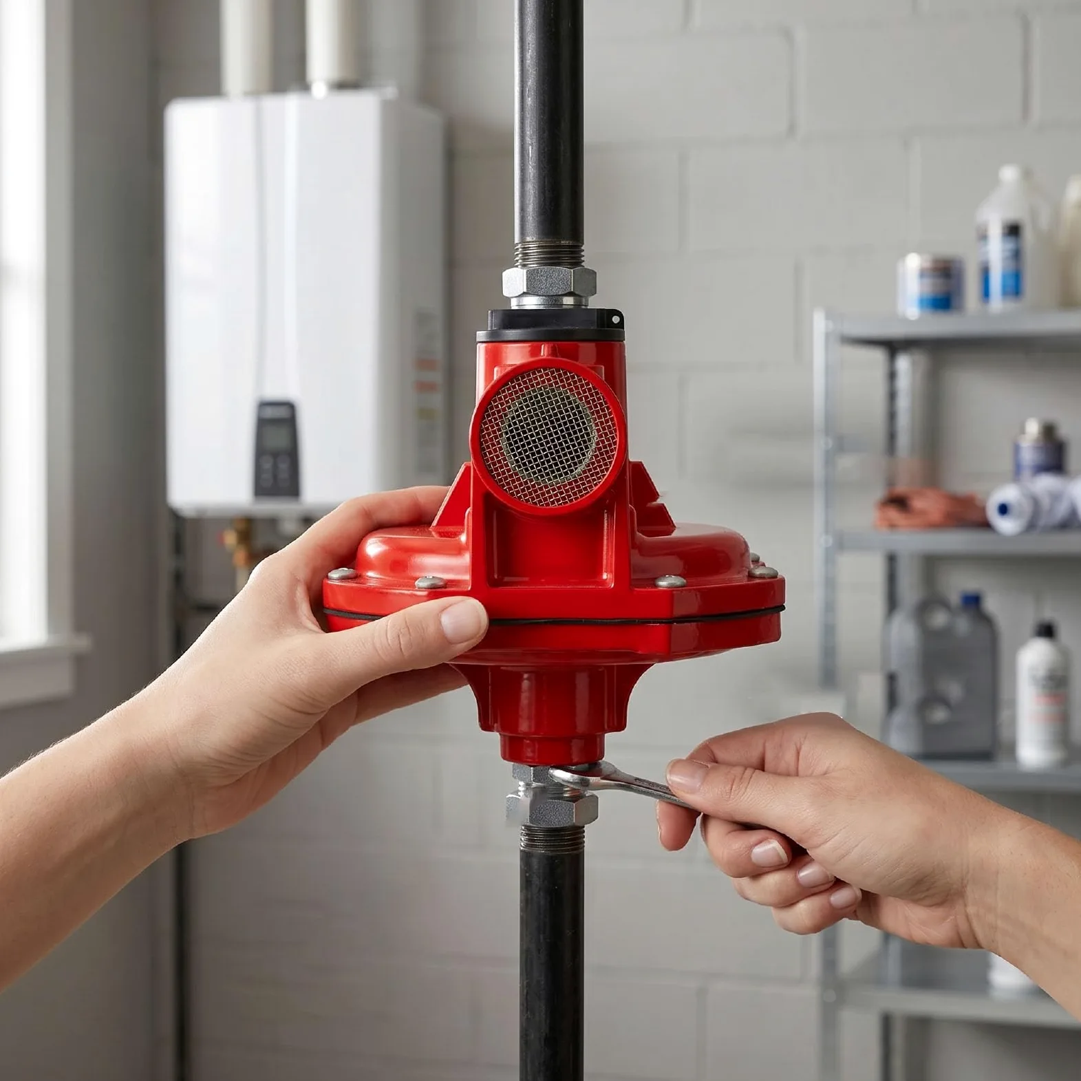 Karlak Regulador de Gas Natural Ajustable de Primera Etapa para Residencial, Comercial, Industrial, Hierro Fundido, Entrada NPT 1/2 Pulgada, 8-12 PSI