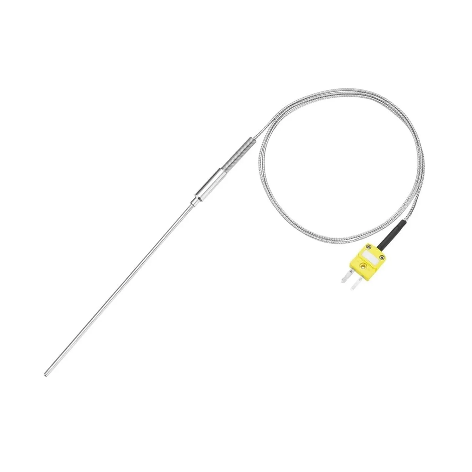 Sensor de termopar tipo K con sonda inserción puntiaguda alta temperatura cable trenzado acero inoxidable(Probe diam 8X1000mm)