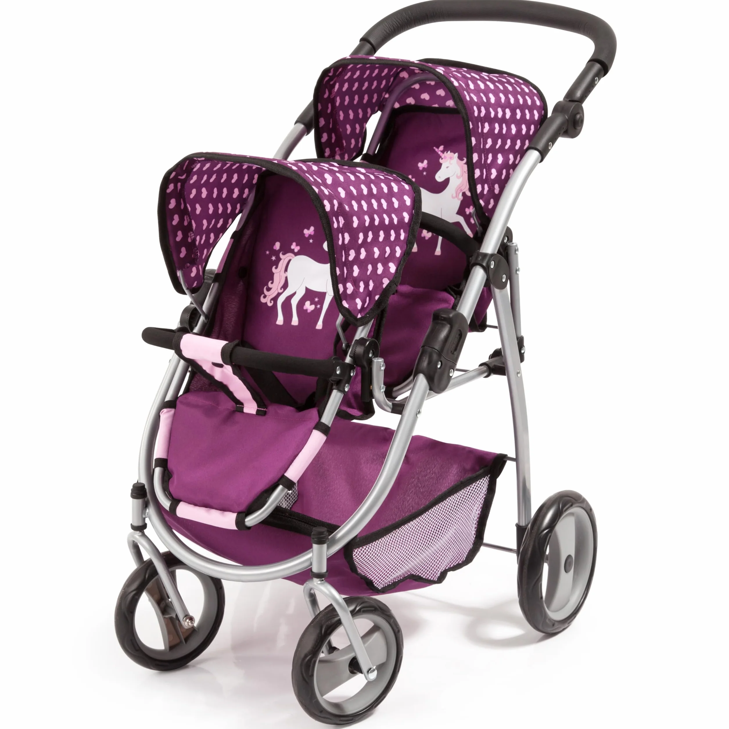 Bayer Design Carrito Doble para muñecas Rosa Ciruela Pink Purple