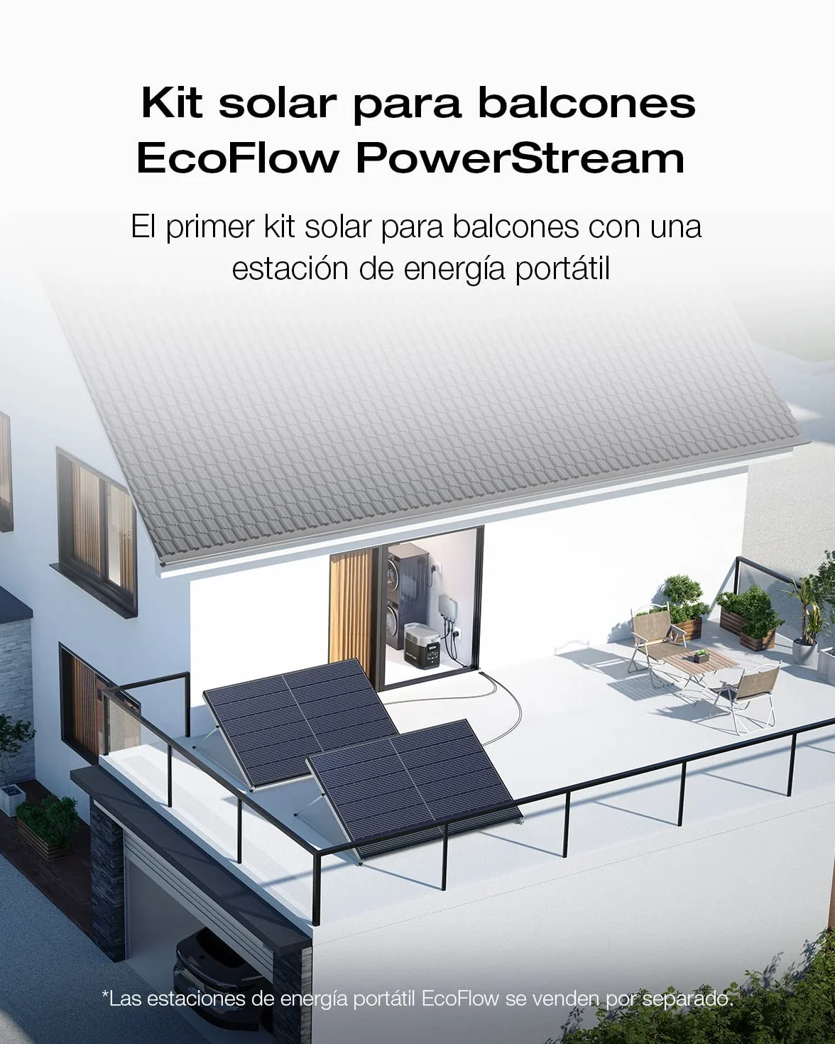 Kit EcoFlow PowerStream, 2 Paneles solares rígidos de 400 W y un inversor de conexión a Red, WiFi, Control Remoto a través de la App, Compatible con Estaciones de energía y Smart Plugs EcoFlow