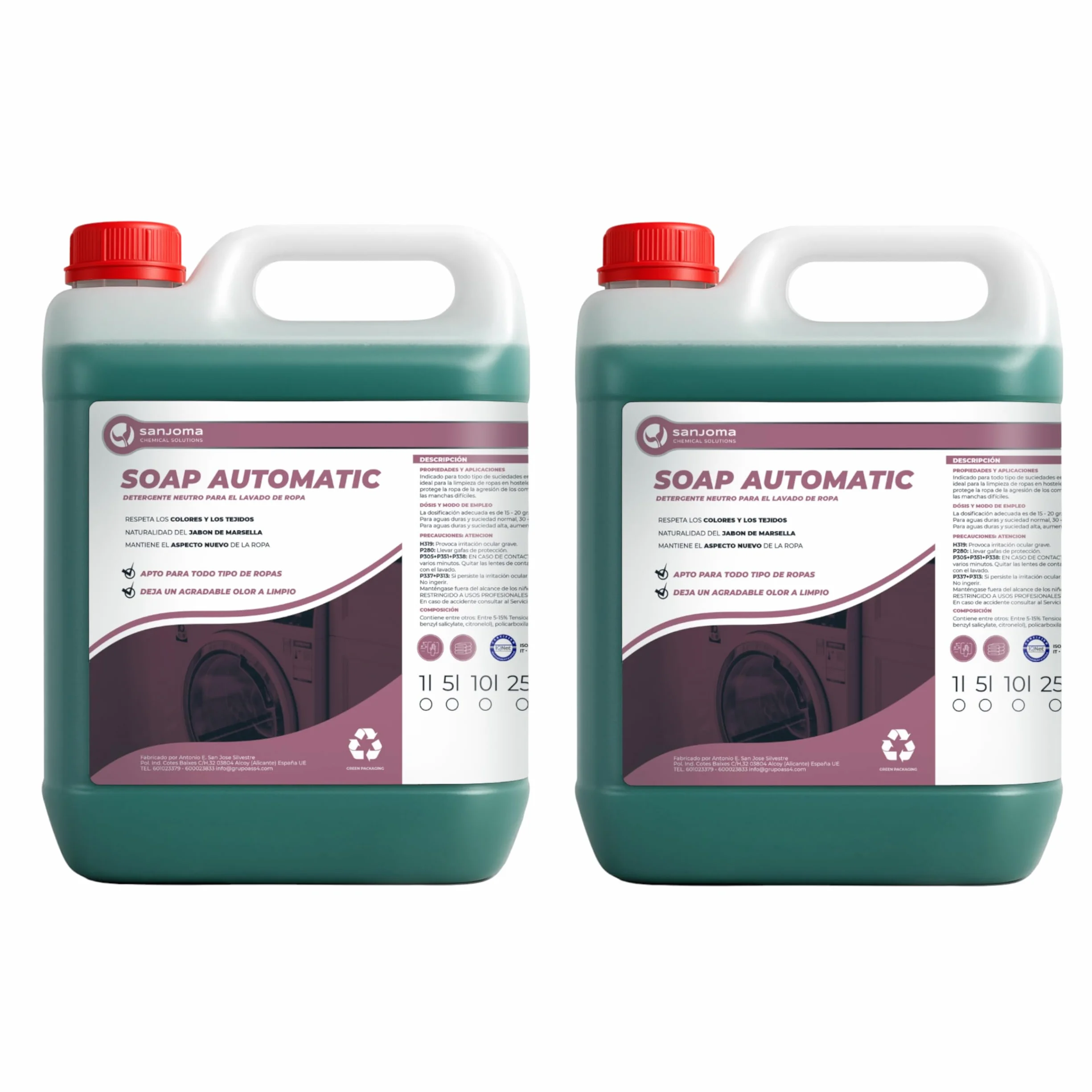 Detergente Líquido Profesional Neutro Pack 2 5L Ropa Blanca y Color