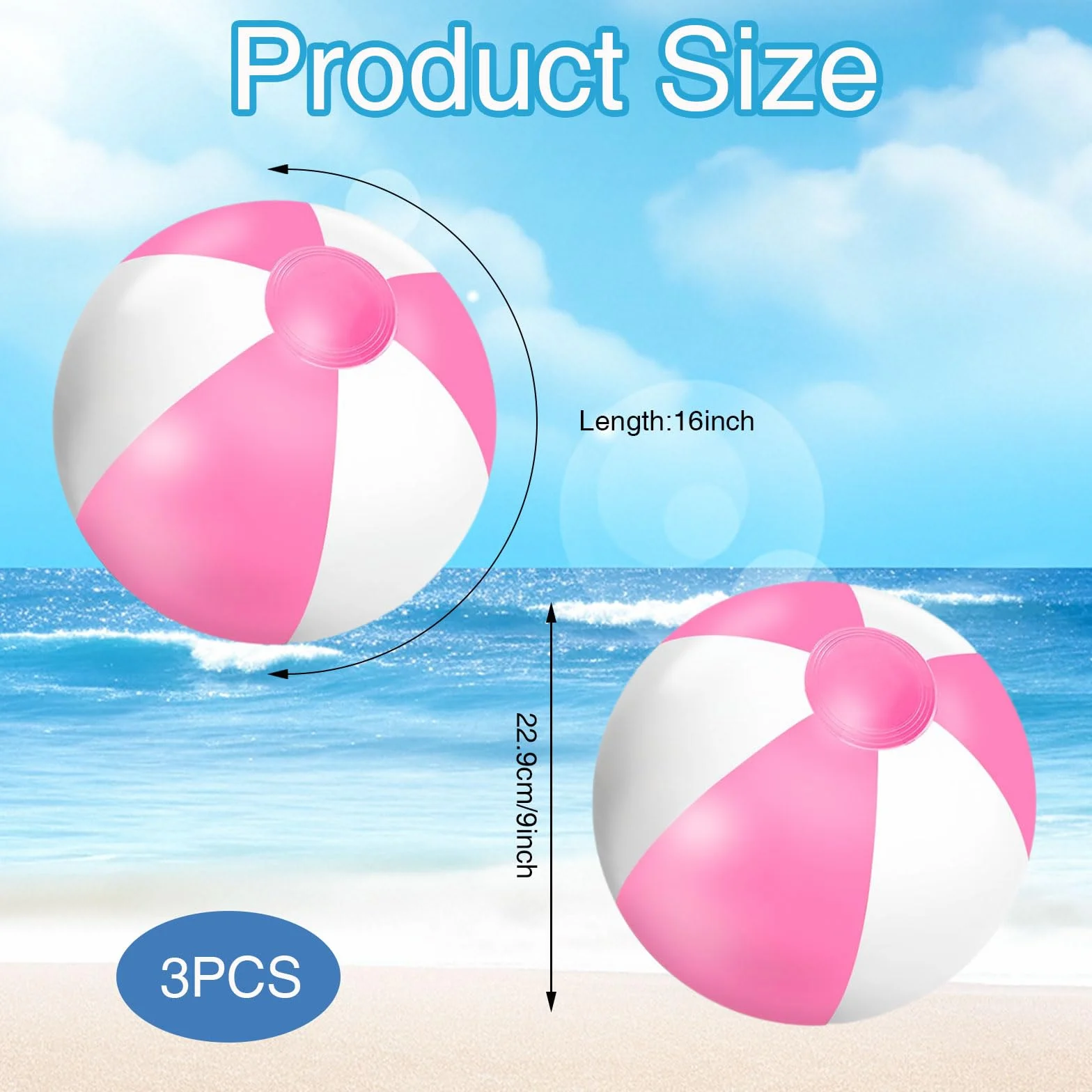 Pelota de Playa Inflable 3 Piezas, Pelota Hinchable para Piscina y Agua