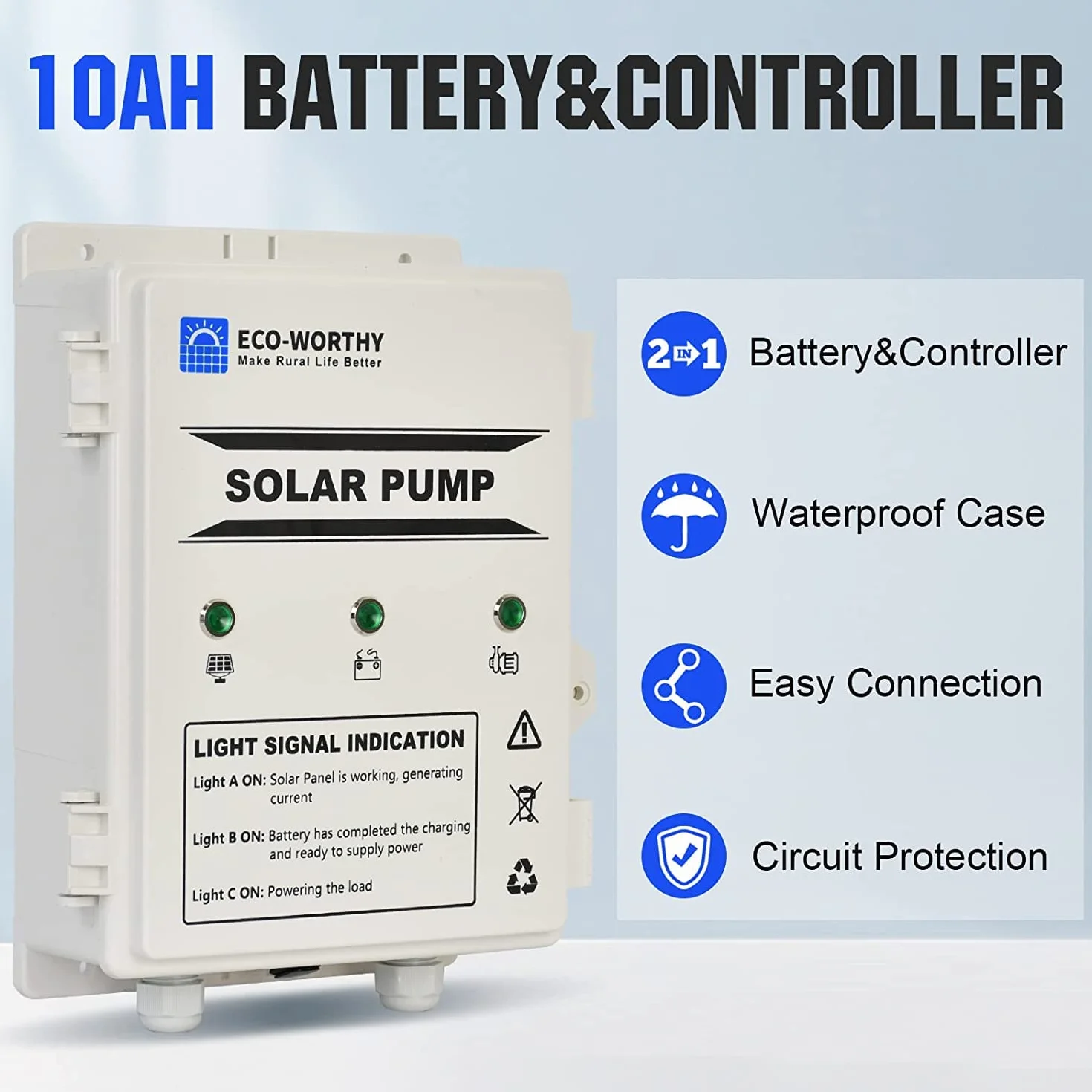 DCHOUSE Sistema de kit de bomba de agua solar, panel solar de 120 W + bomba de pozo sumergible de 12 V + caja de batería de 10 AH para riego-ENTREGA en 2 paquetes