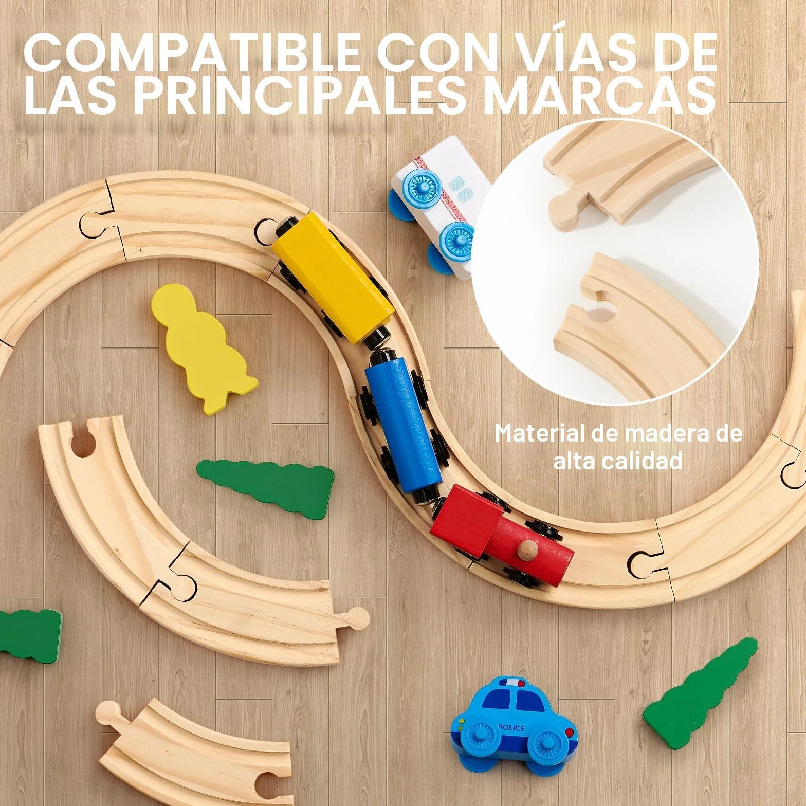 Atoylink Trenes de Juguetes Magnéticos de Madera con Tren Eléctrico, Pistas de Madera para Niños 3-7 Años