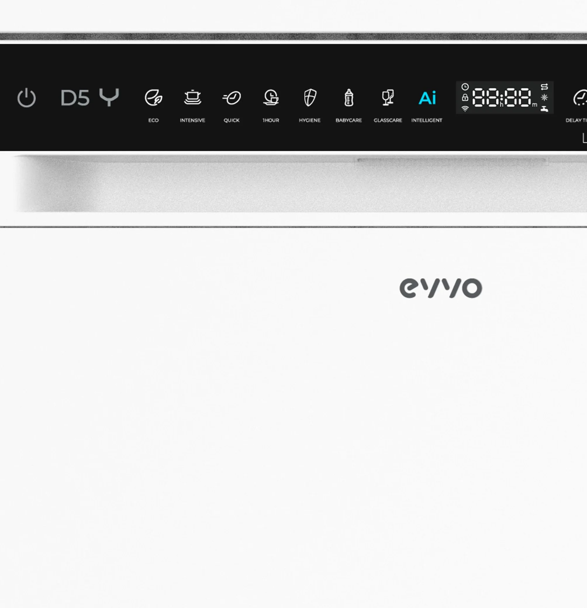 Lavavajillas EVVO D5Y, 16 cubiertos, Clase B, 45 dB ultra silencioso, 8 programas (Extra Silent, Extra Hygiene, Turbo), Inicio diferido, Energy Save, Secado Extra, libre instalación 60 cm