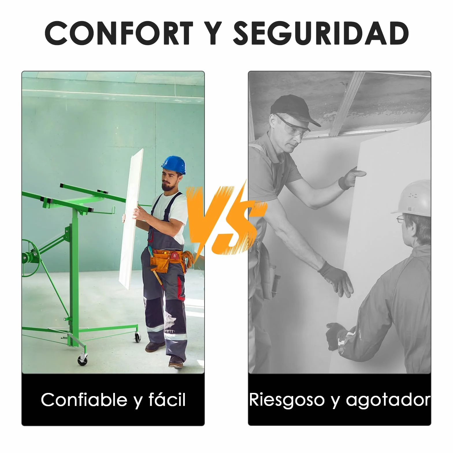 STANEW Elevador de placas XXL plegable hasta máx. 68 kg, para paneles de yeso y placas de riego, altura de trabajo regulable de 140 a 325 cm, altura de trabajo ajustable, máx. 290 cm de ancho