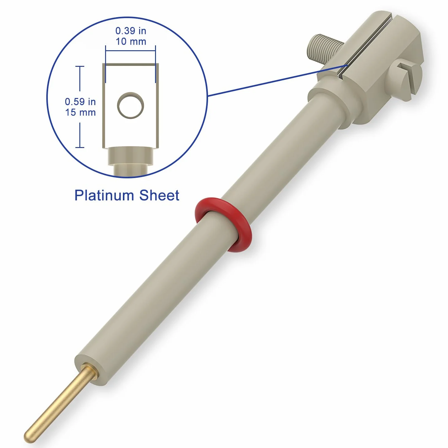 Labasics Soporte de Electrodo de Platino con Hoja de 10x15mm, Pureza 99.99%, Carcasa Peek Resistente a Alta Temperatura, para Experimentos Electroquímicos y Aplicaciones de Laboratorio