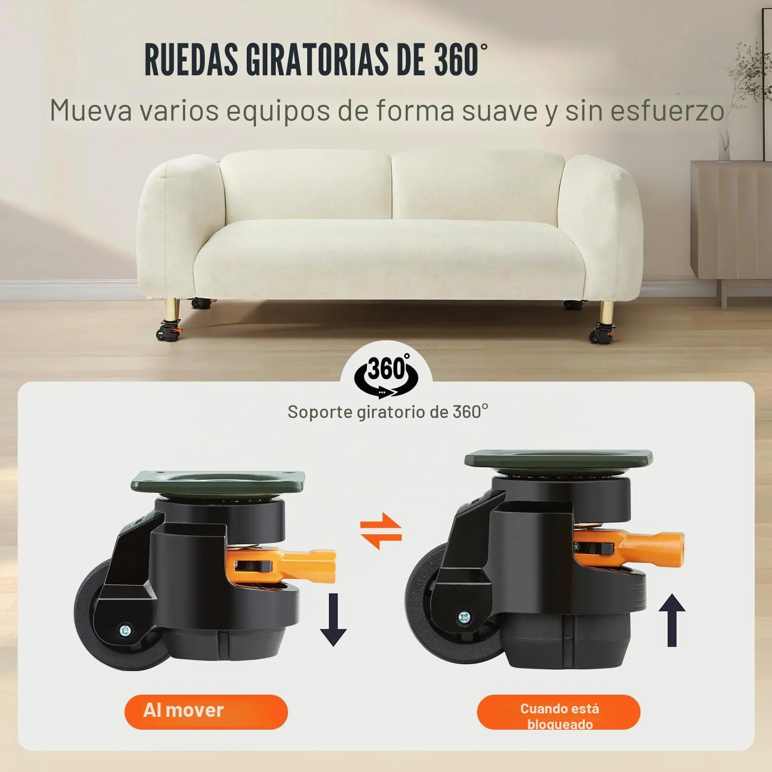 VEVOR Ruedas Niveladoras 4 Piezas 50,8 mm Carga 500 kg Giratorias 360° Ajustables