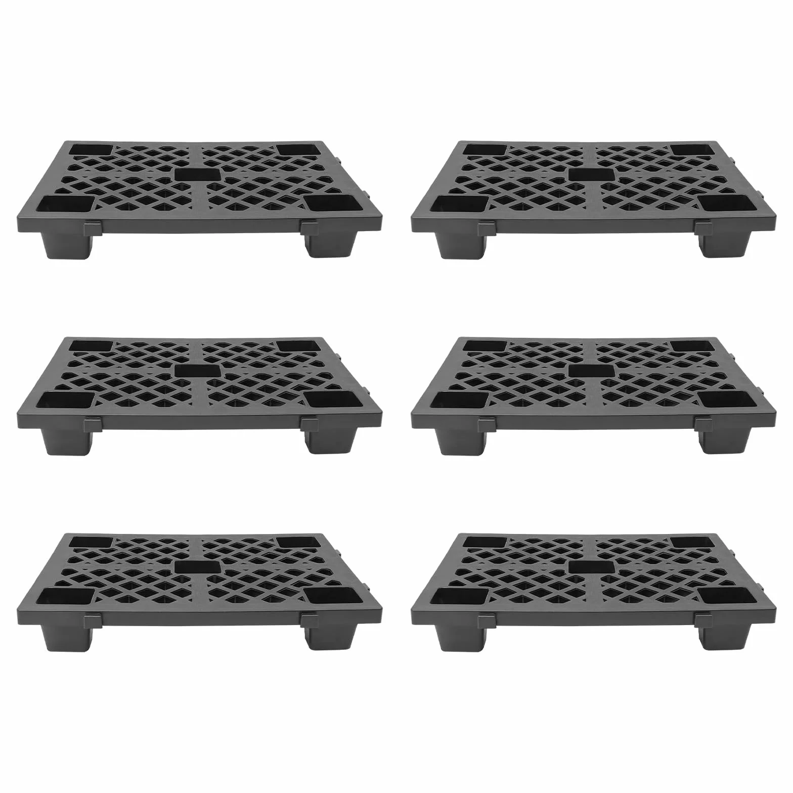 Palets, 6 paletas de plástico 60 x 40 x 10 cm, 6 unidades de paletas de almacenamiento entrelazadas para almacenes, fábricas, centros logísticos, instalaciones de almacenamiento