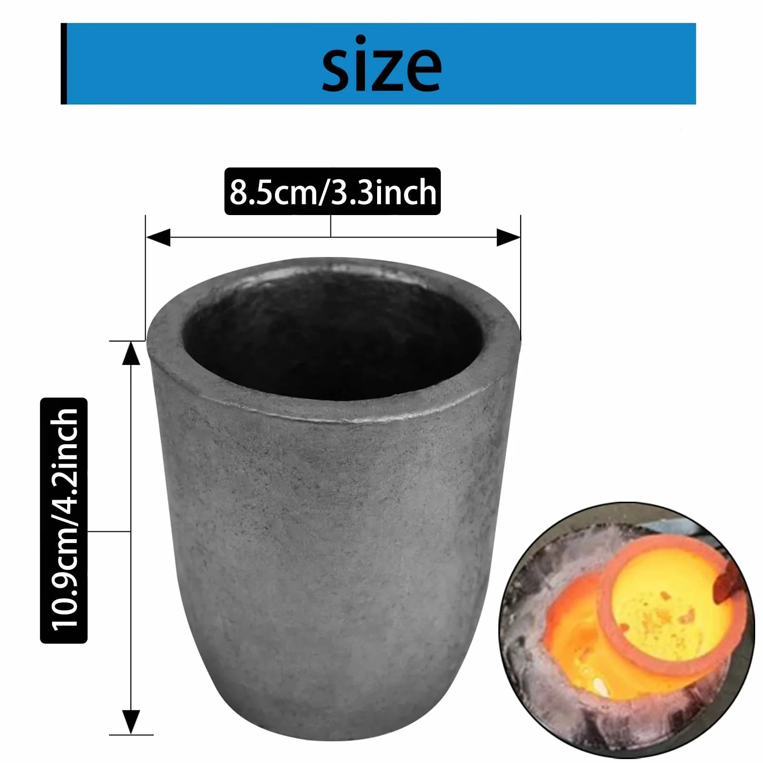 Molde de Fusión de Fundición de Grafito Crisol para Fundir Oro Plata Cobre Latón Aluminio 2KG
