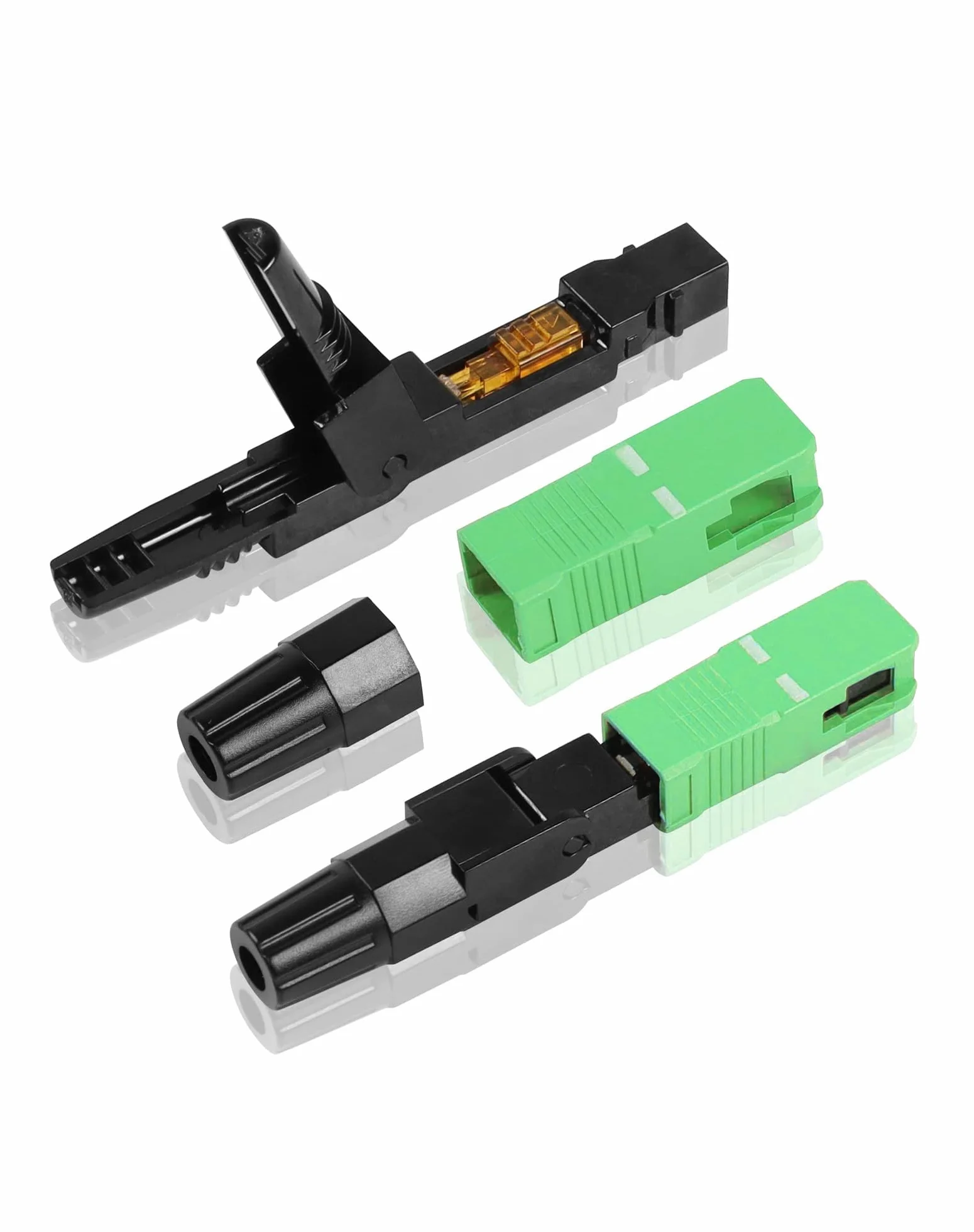 DEWIN Conector Rápido de Fibra SC,100 Piezas Conectores fríos de Fibra óptica rápida SC/APC Conector de Fibra Optica SC para Conexiones de Fibra óptica monomodo y Conexiones de Interfaz FC