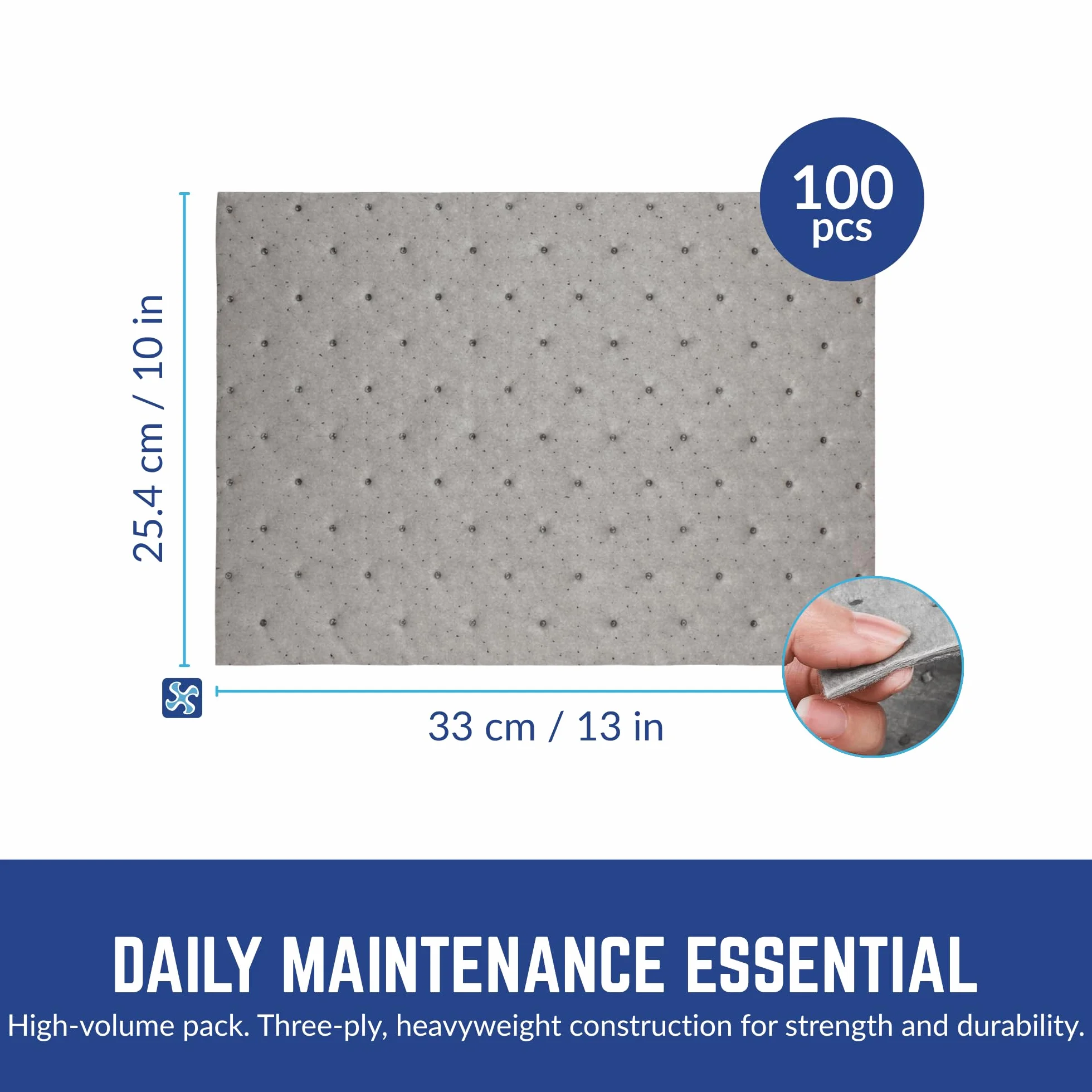 Evolution Sorbent Products XMBGPF1310 Extra Heavy Absorbente, 12 Gal Capacity, Polipropileno, Gris Pad (13" x 10") 100/caja