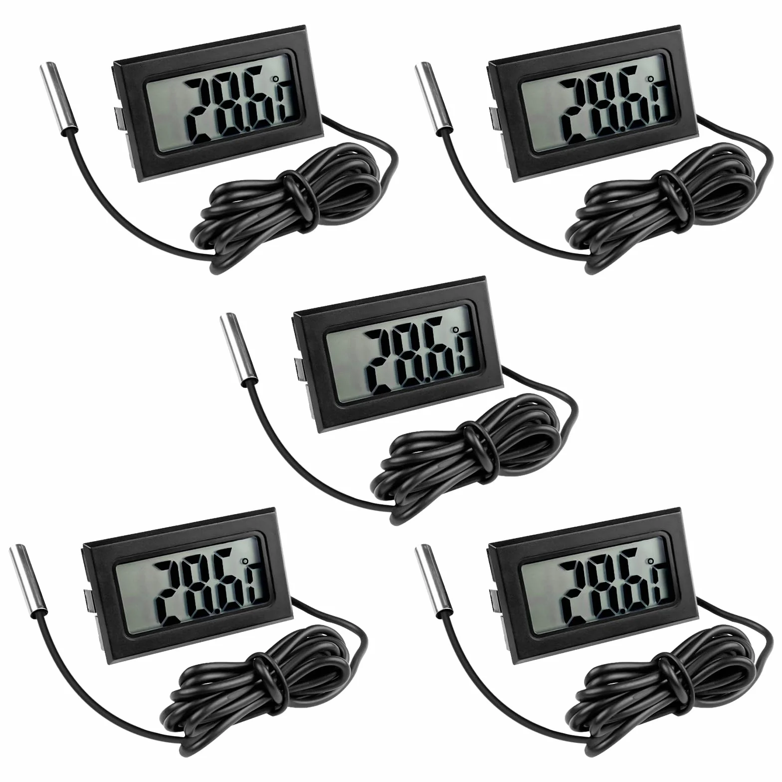 Termómetro Acuario Digital LCD Negro con Sonda Externa Impermeable para Refrigerador Congelador