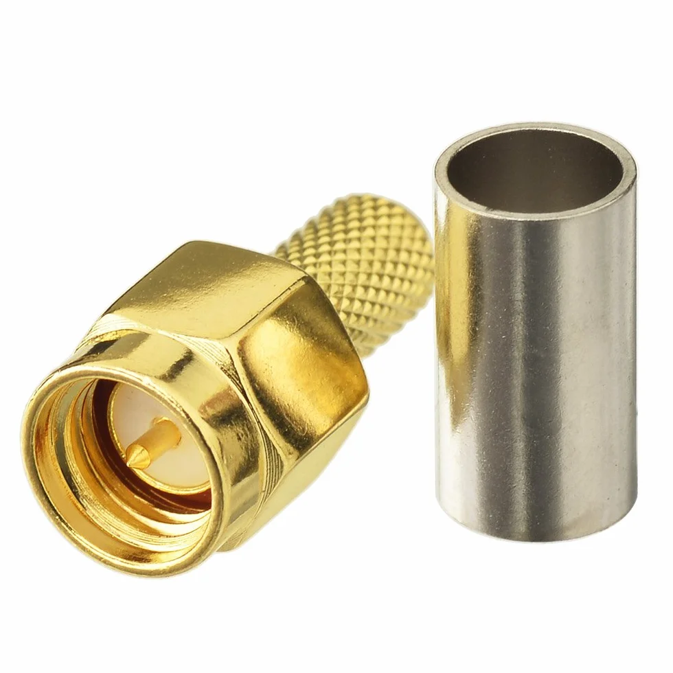 Eightwood SMA Crimp Set Conector Macho Hembra RG58 LMR195 Coaxial Pigtail 10pcs
