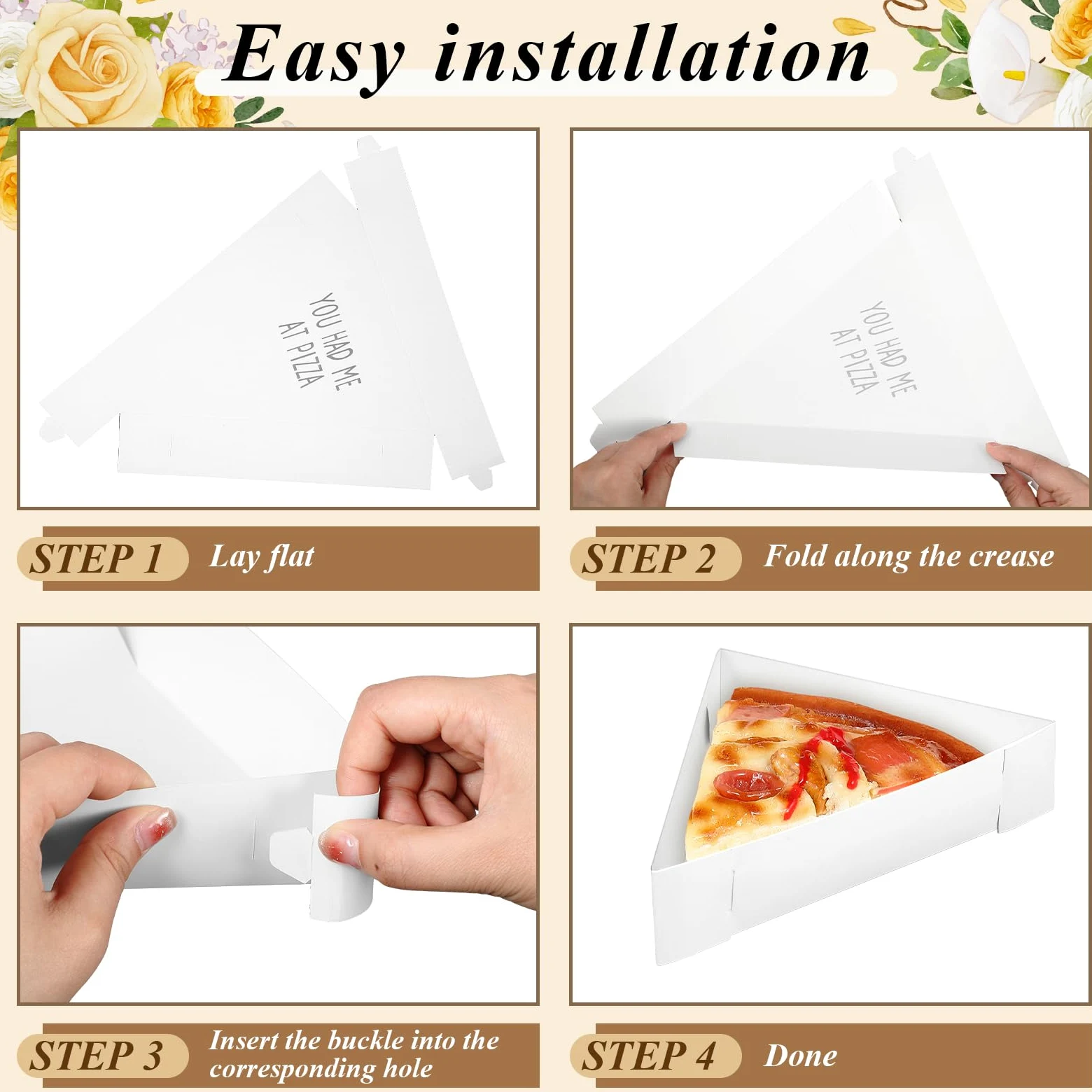 Tioncy 50 cajas de pizza a granel de 9.65 x 7.28 x 1.77 pulgadas, desechables, platos de cuña para pizza, bandeja triangular para boda, bandeja de cartón, soporte para cumpleaños, boda, despedida de