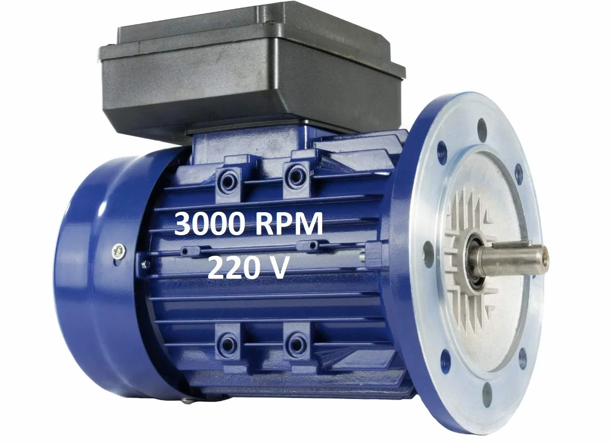 MOTOR ELECTRICO MONOFASICO 2,2KW / 3CV 220V 3000RPM B5 (BRIDA 200mm) TAMAÑO 90L - EJE 24mm ALTO PAR DE ARRANQUE ALREN