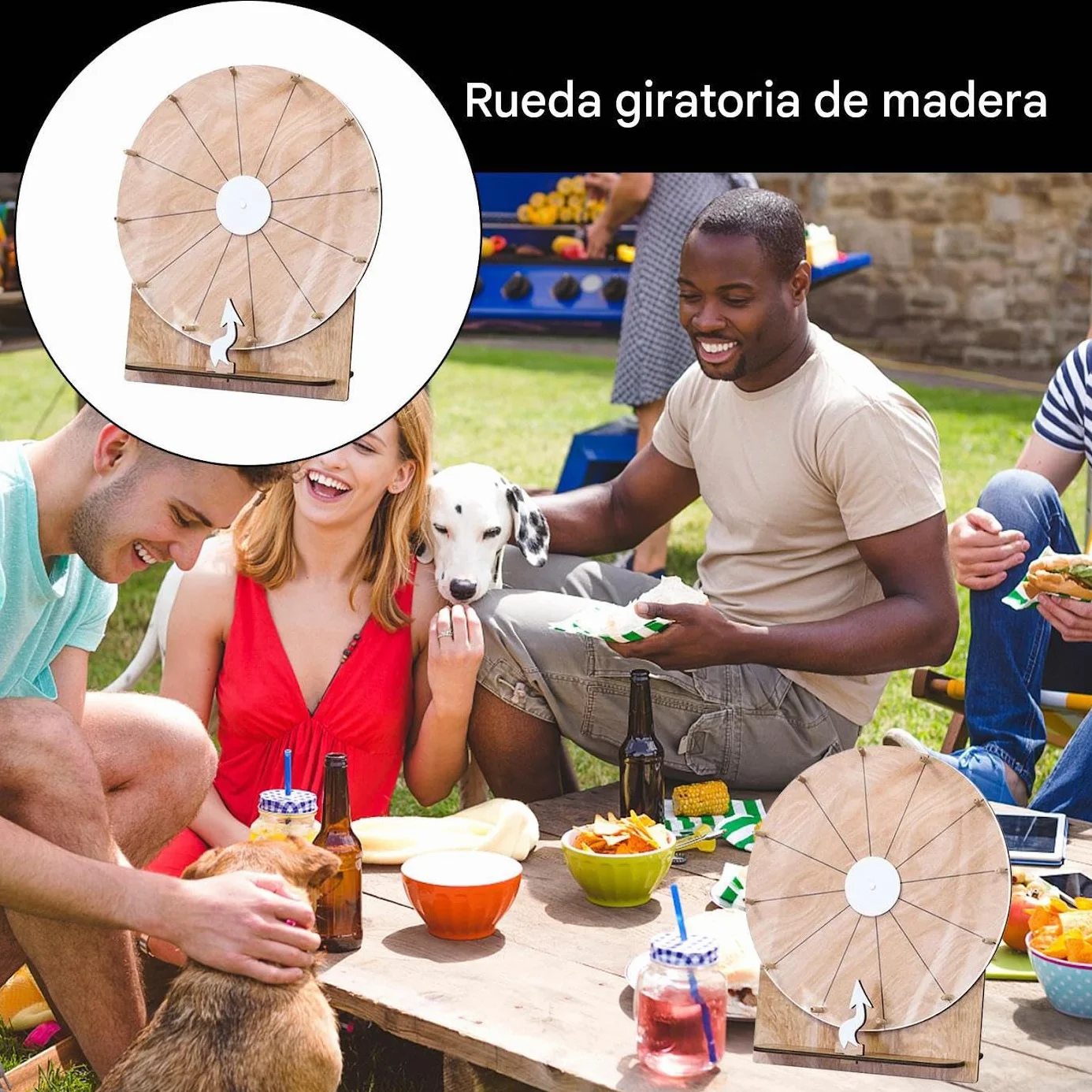 Ruleta Giratoria de Madera 28 cm para Mesa | Suministros para Fiestas Familiares