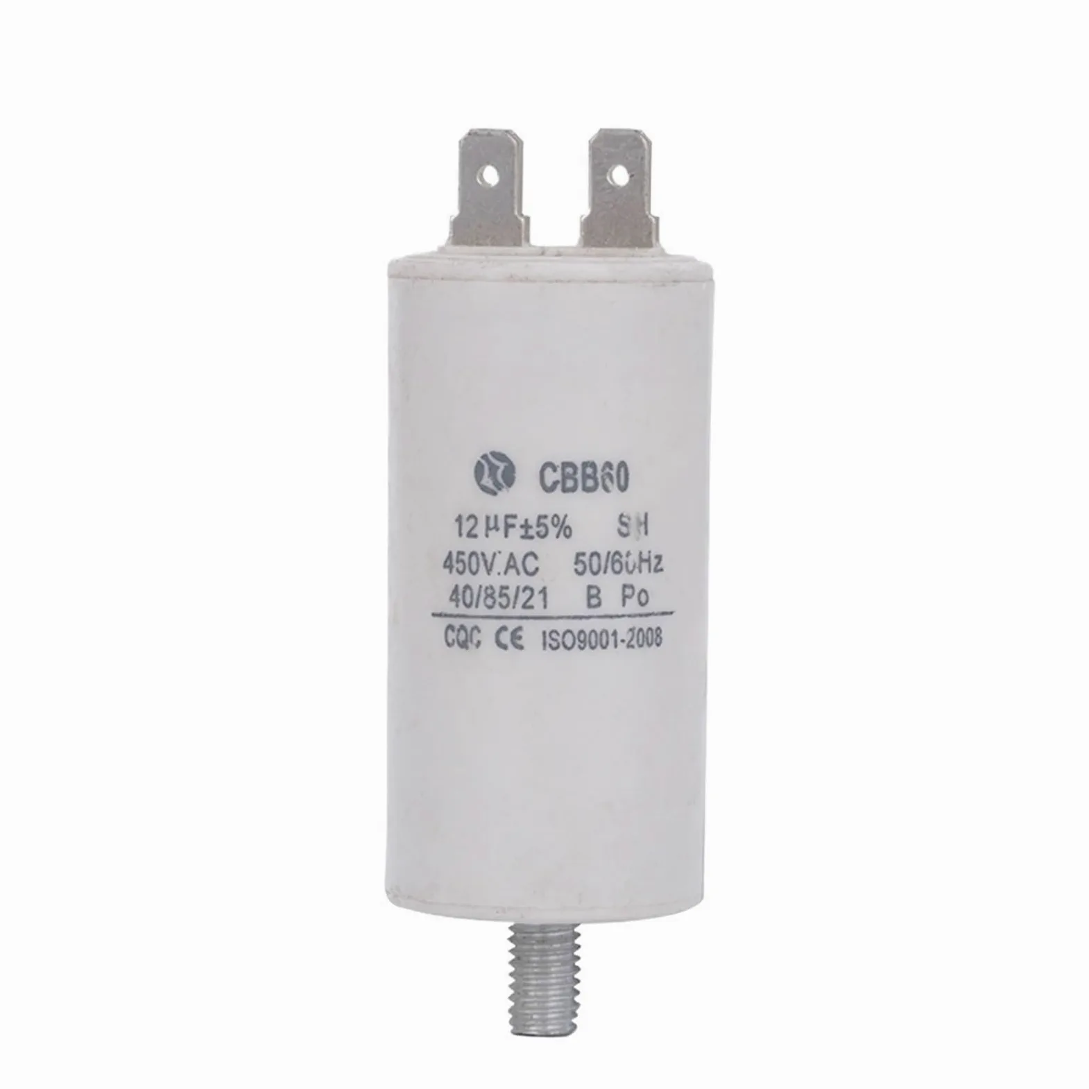 Condensador de arranque de motor en funcionamiento CBB60 450V AC 12uf, cuatro 4 pines con tornillo inferior for bomba de agua de máquina eléctrica